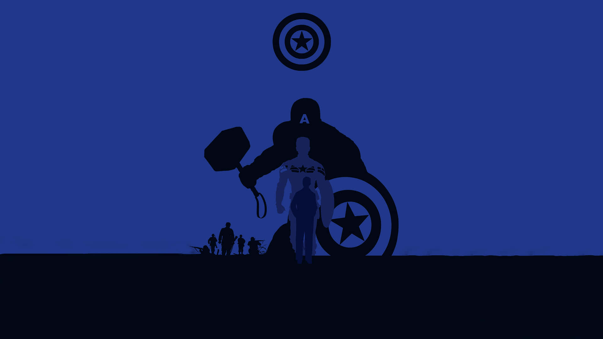 Captain America Silhouette Marvel Aesthetic Laptop Background Background