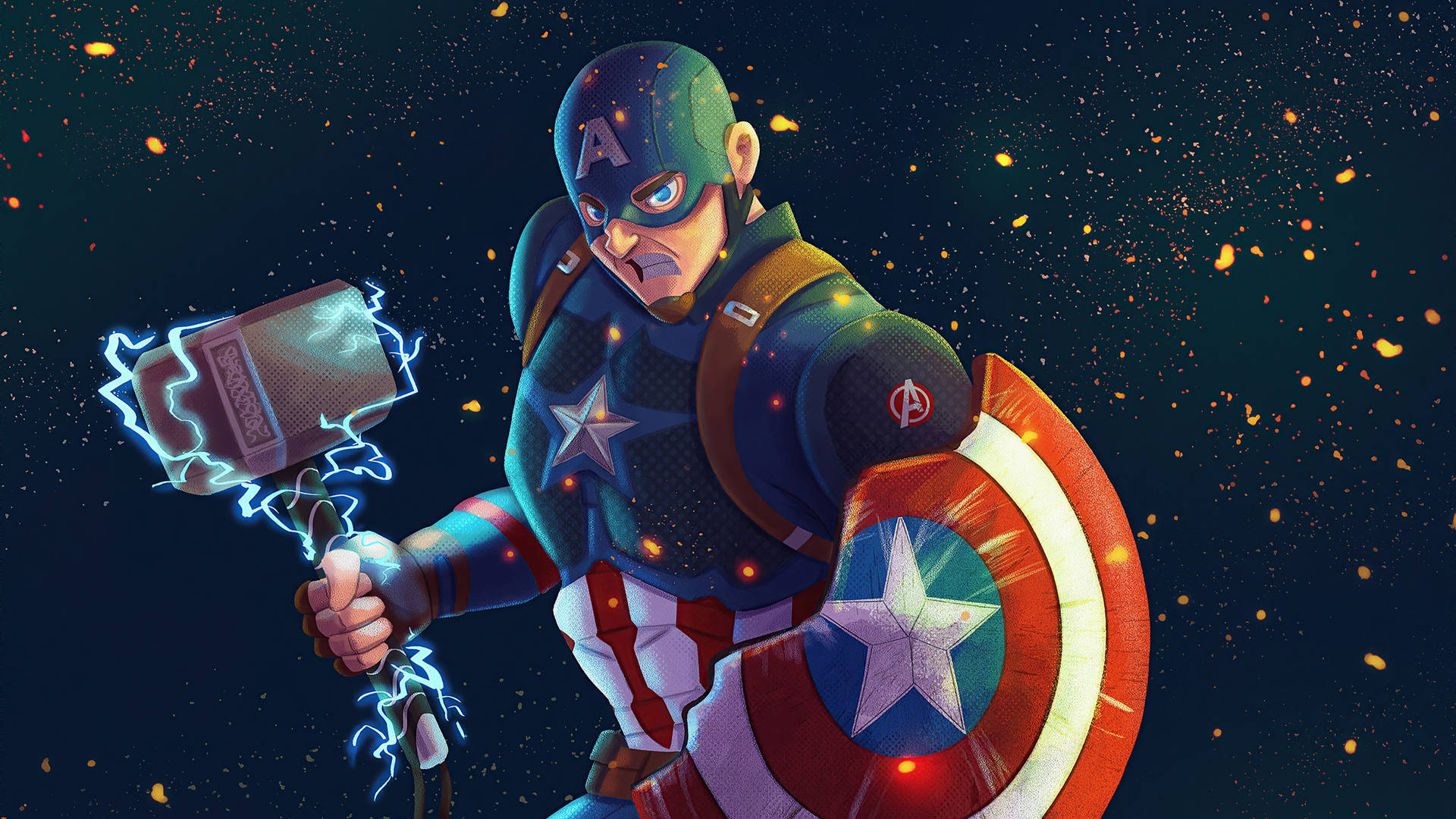 Captain America Superhero Marvel Mash Up Digital Art Background