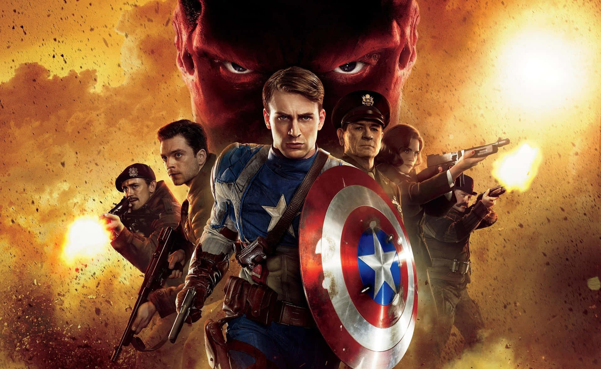 Captain America Team Action Pose Background