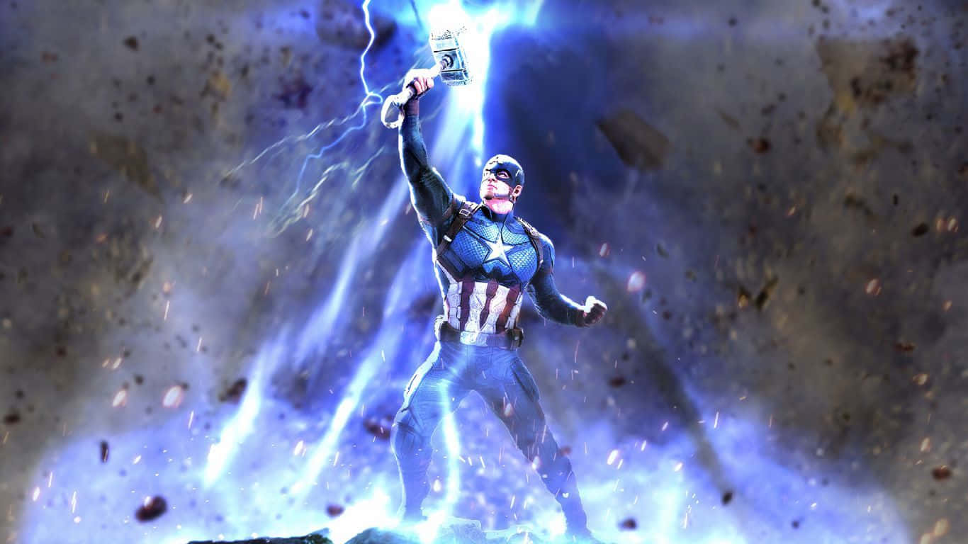 Captain America Worthy With Thor's Hammer Background