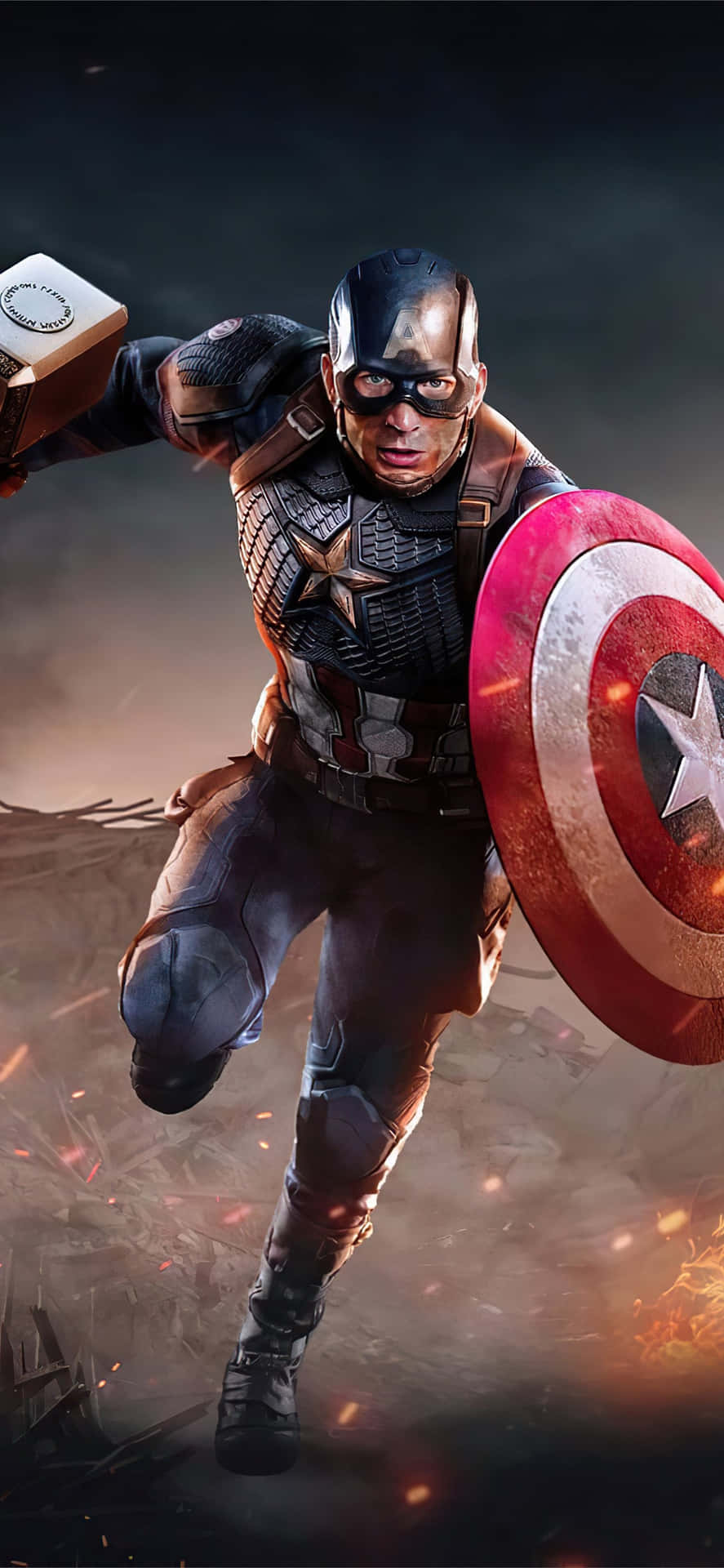 Captain Americain Actioni Phone Wallpaper