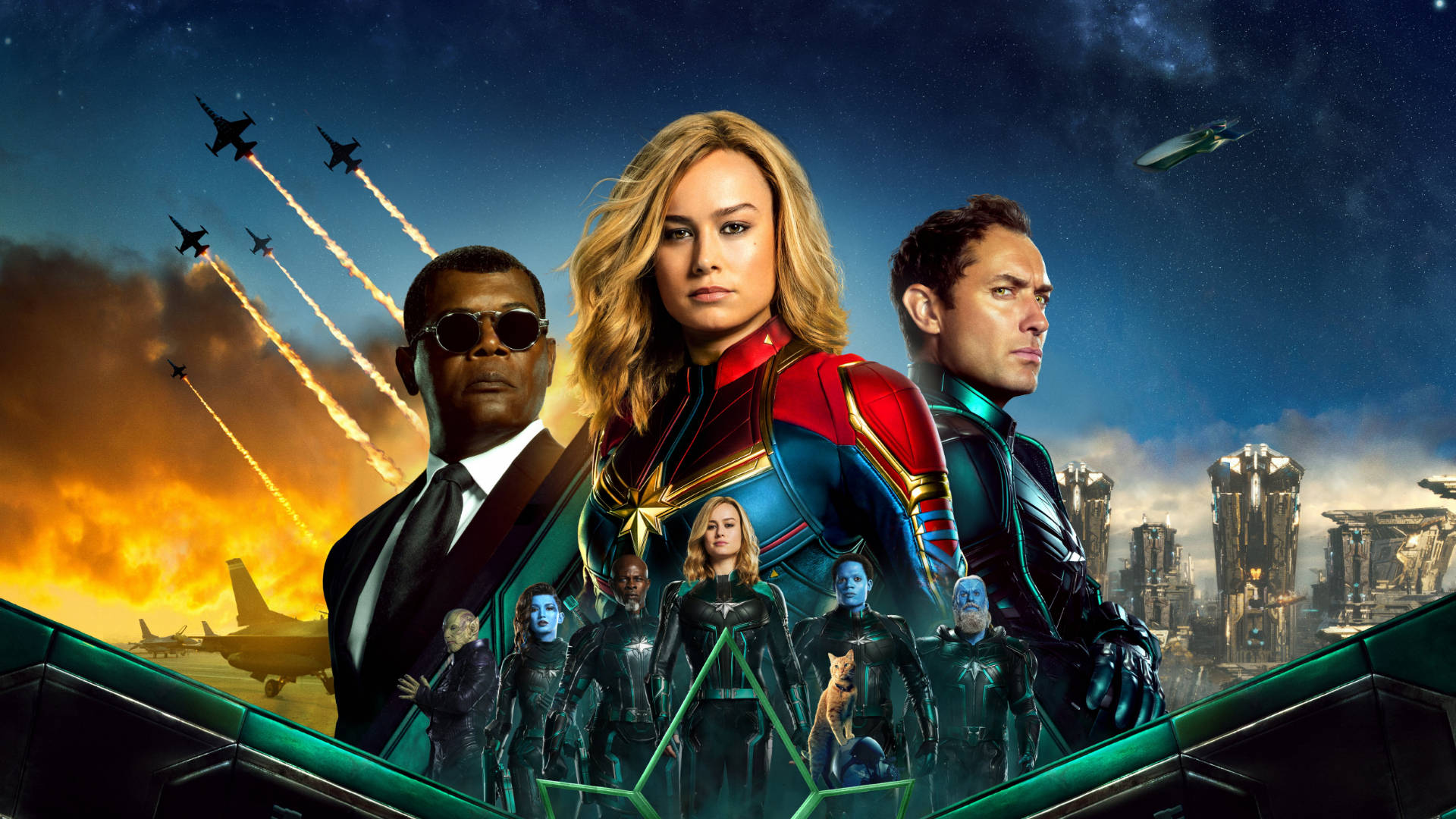 Captain Marvel Allies Hollywood Movie Background