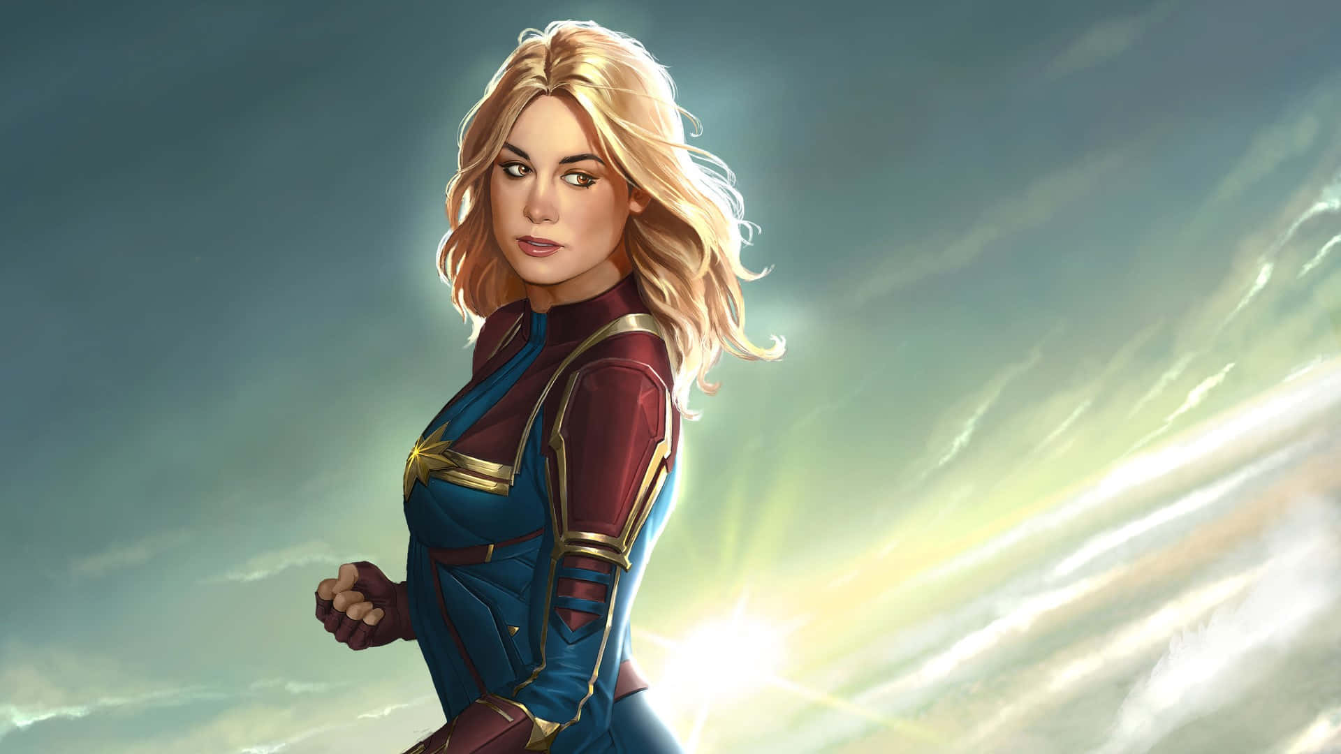 Captain Marvel And Heroine Of The Galaxy Background