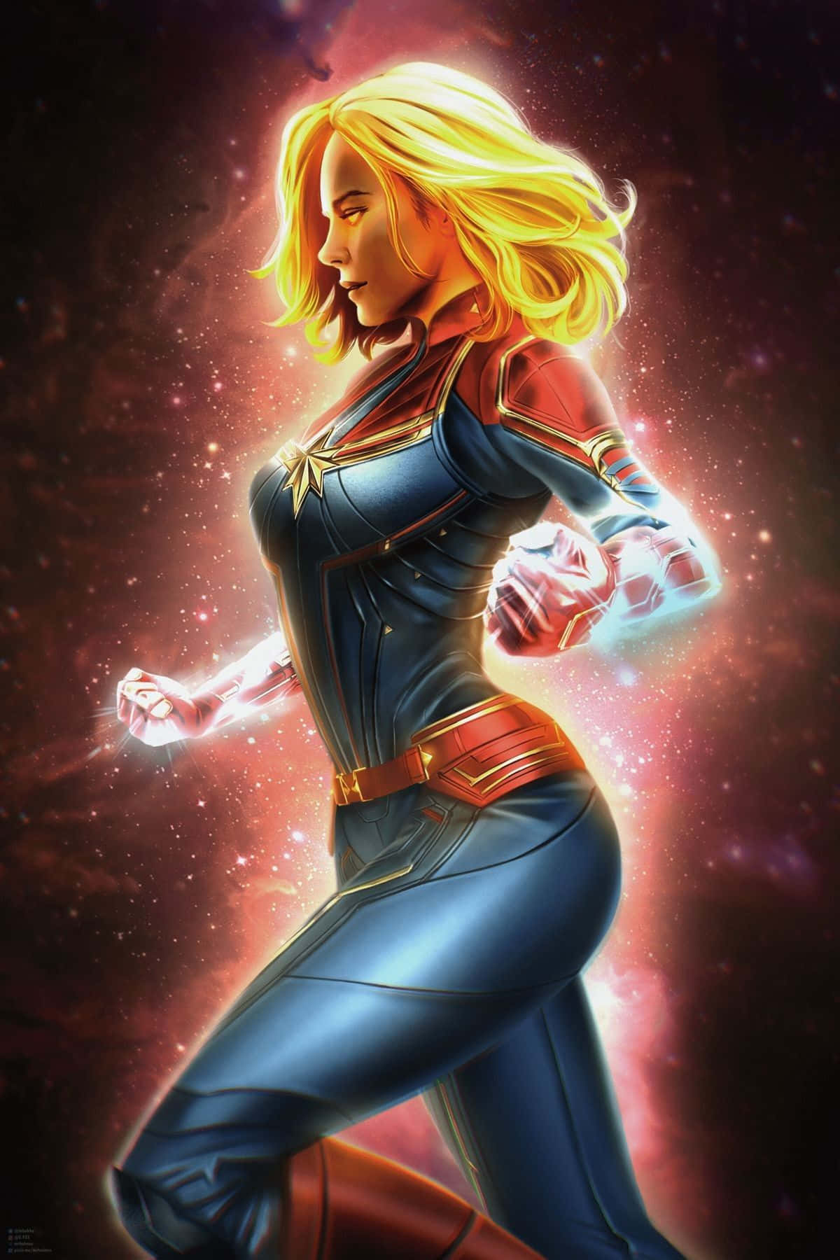 Captain Marvel Carol Danvers, A Hero With Superhuman Strength And The Power Of Flight Background