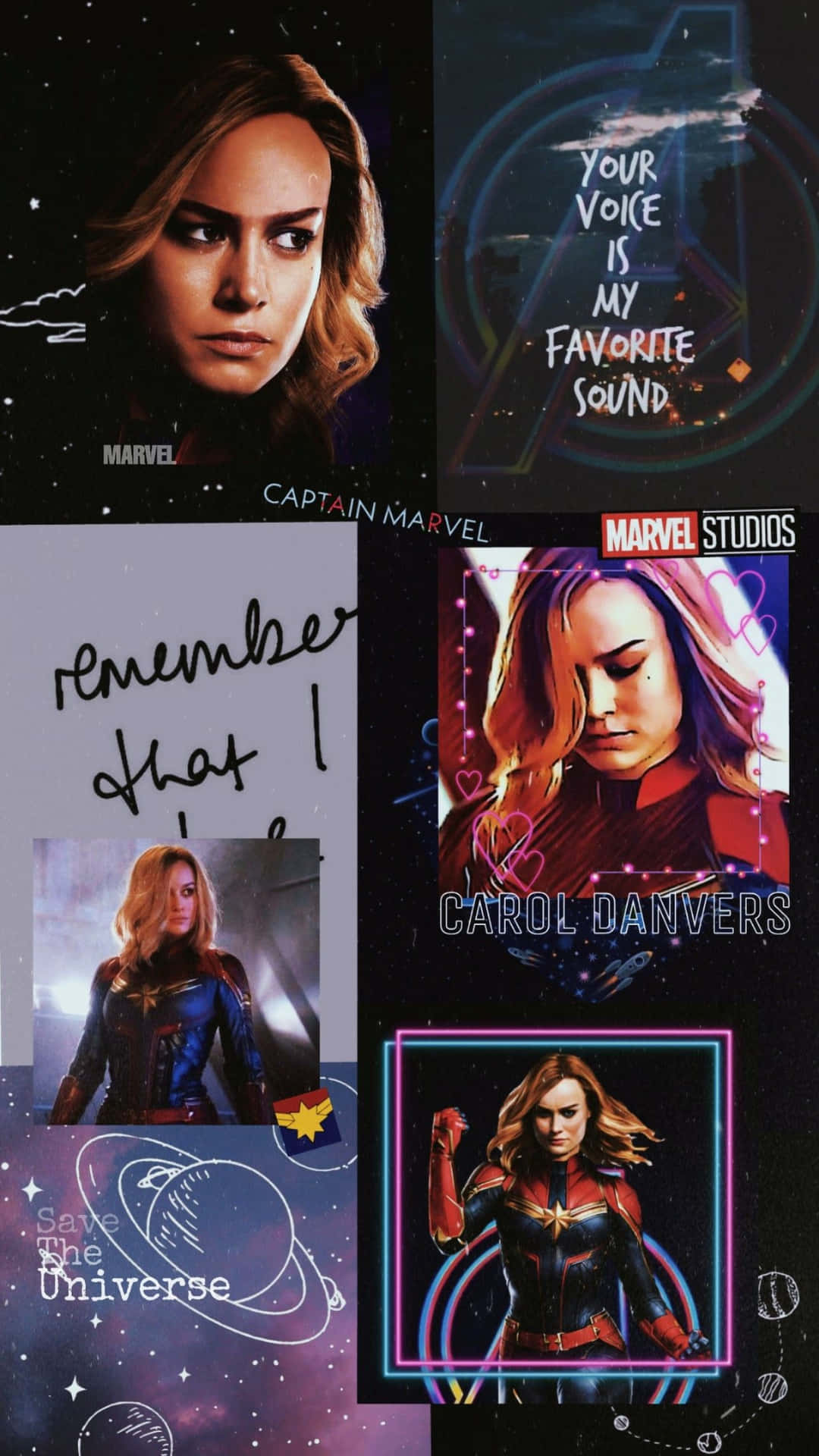 Captain Marvel Carol Danvers Collage Background