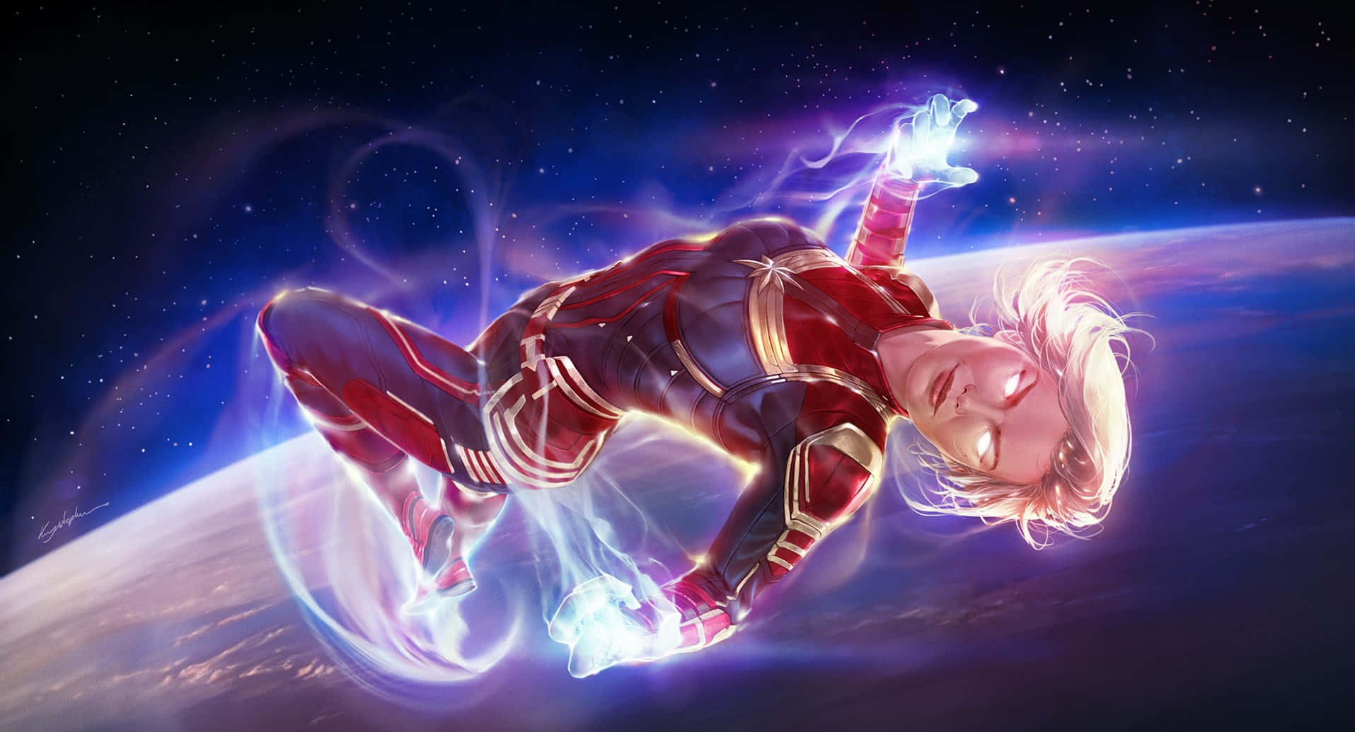 Captain Marvel Carol Danvers In Outer Space Background