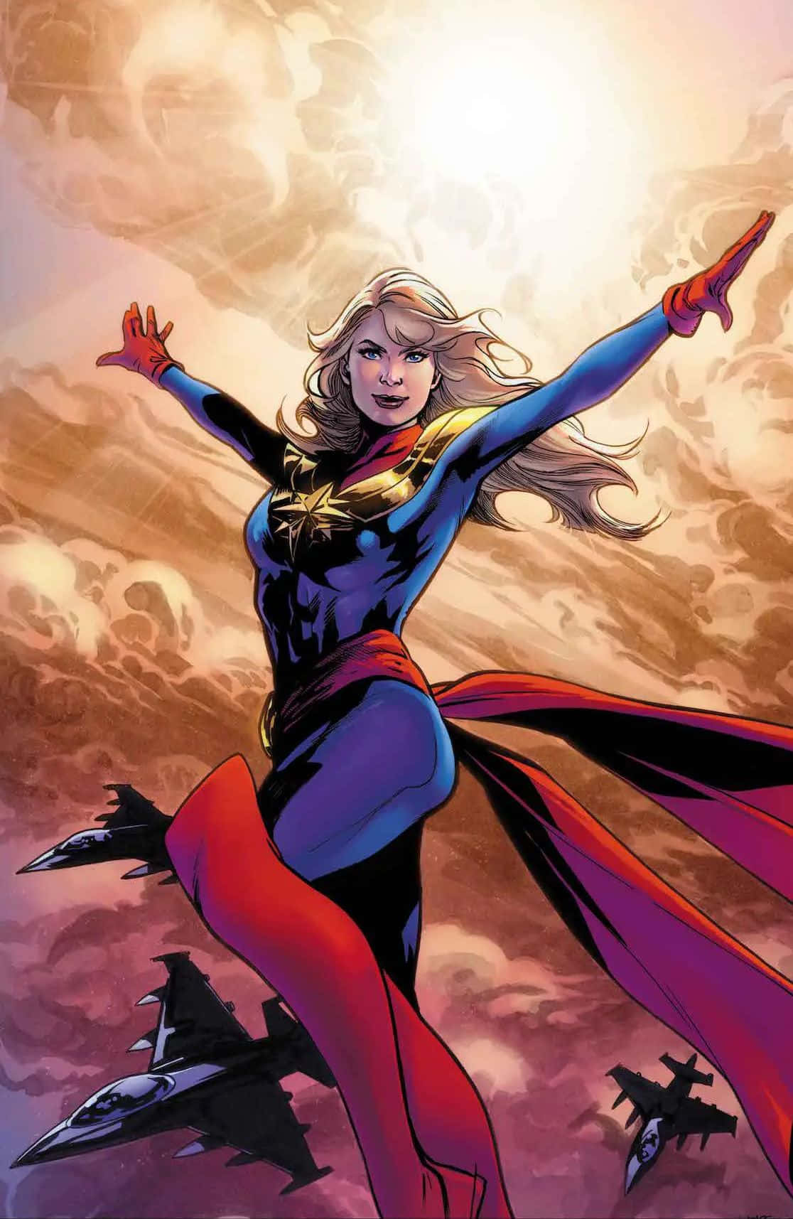 Captain Marvel Flying High Background