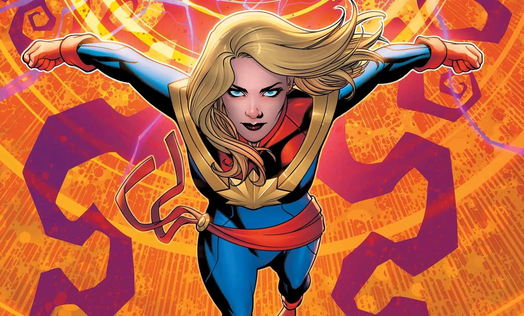 Captain Marvel Flying Power Display Background