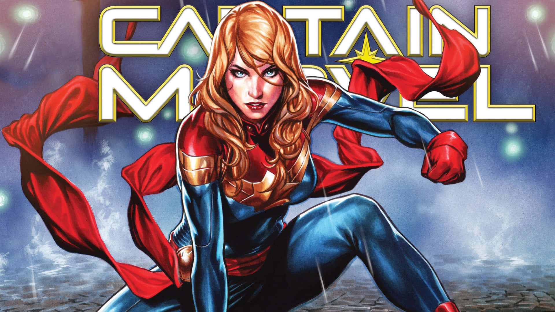 Captain Marvel Heroic Pose Background