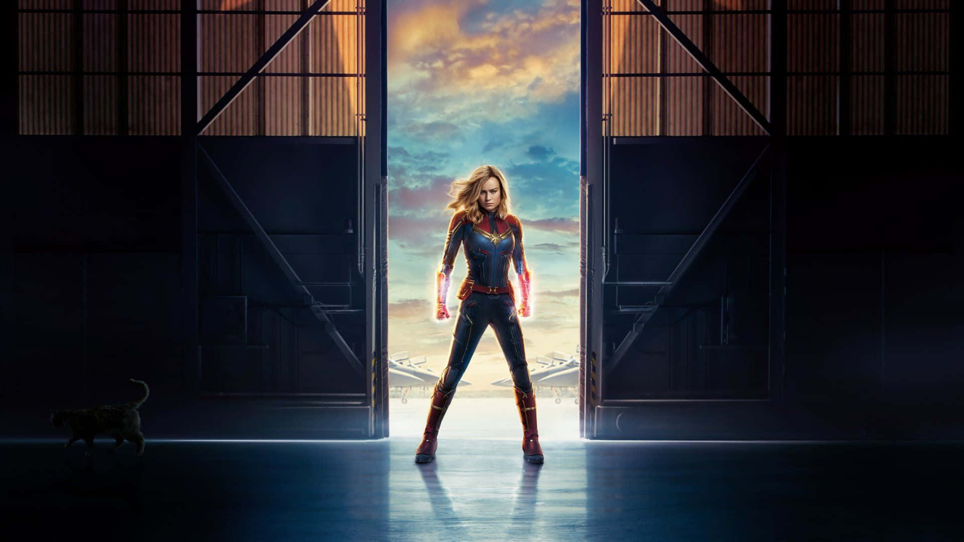 Captain Marvel Heroic Stance Background