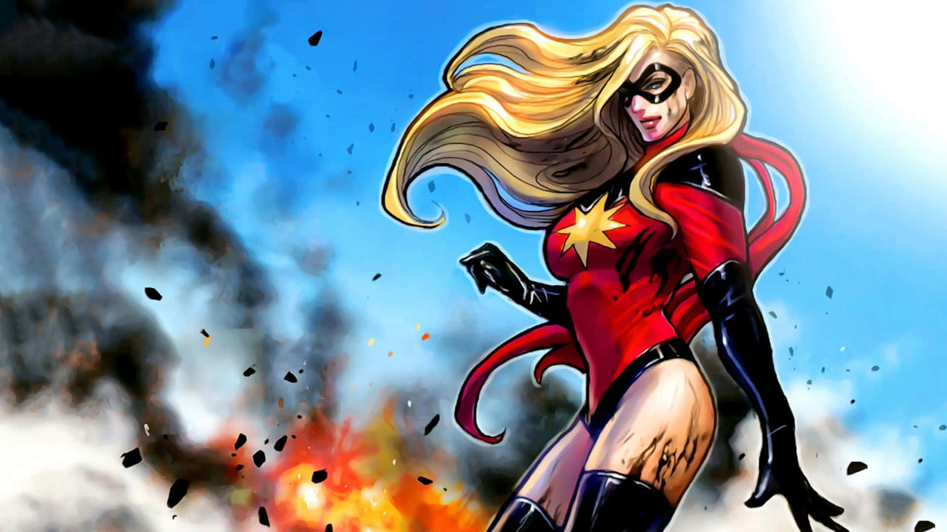 Captain Marvel Heroic Stance Background