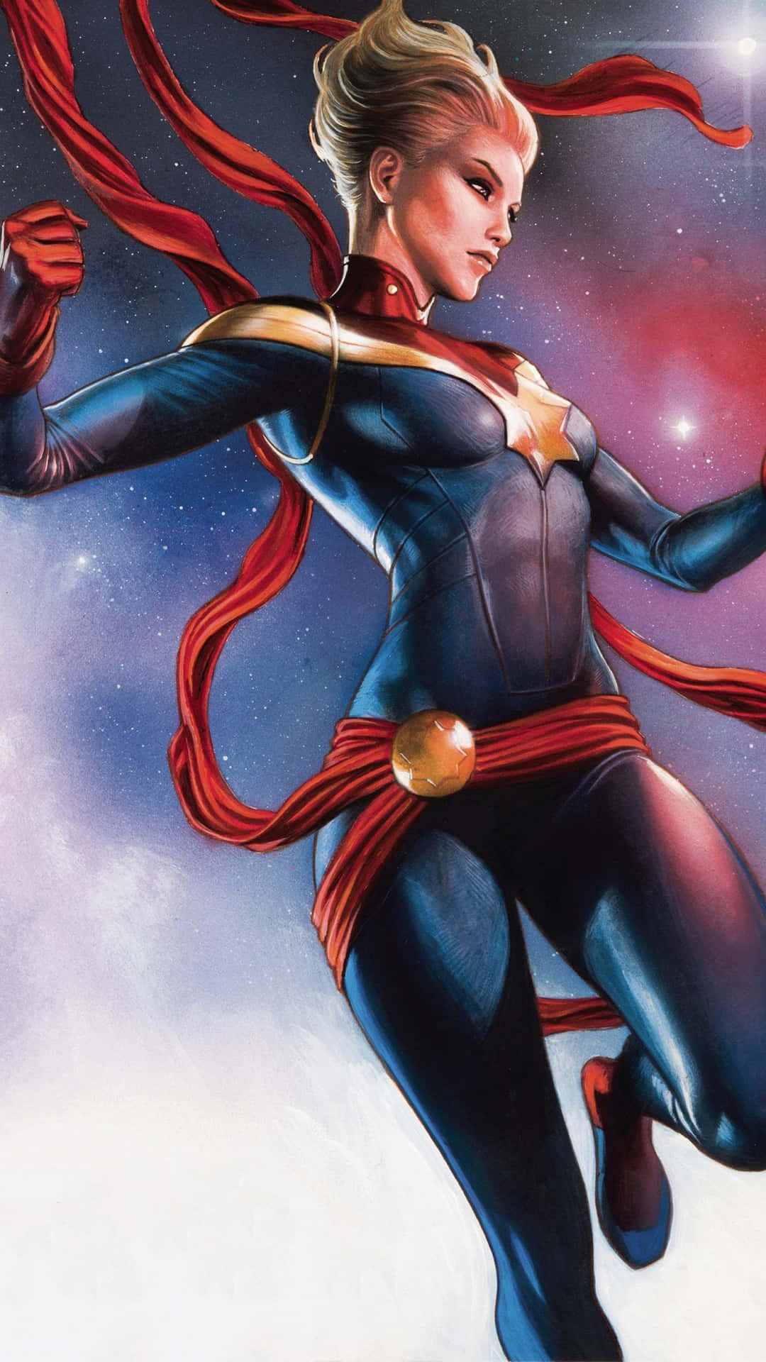 Captain Marvel In Flight Background