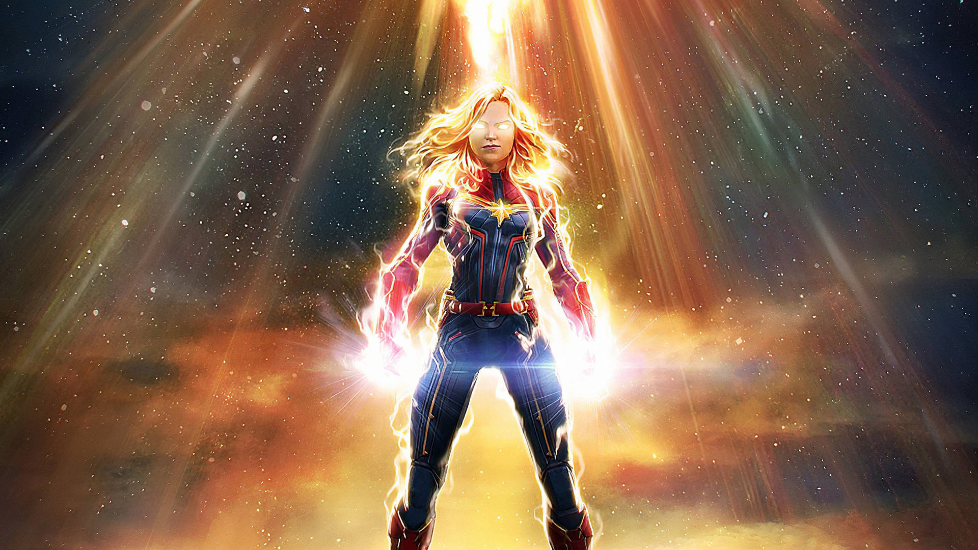 Captain Marvel On Her Computer Background