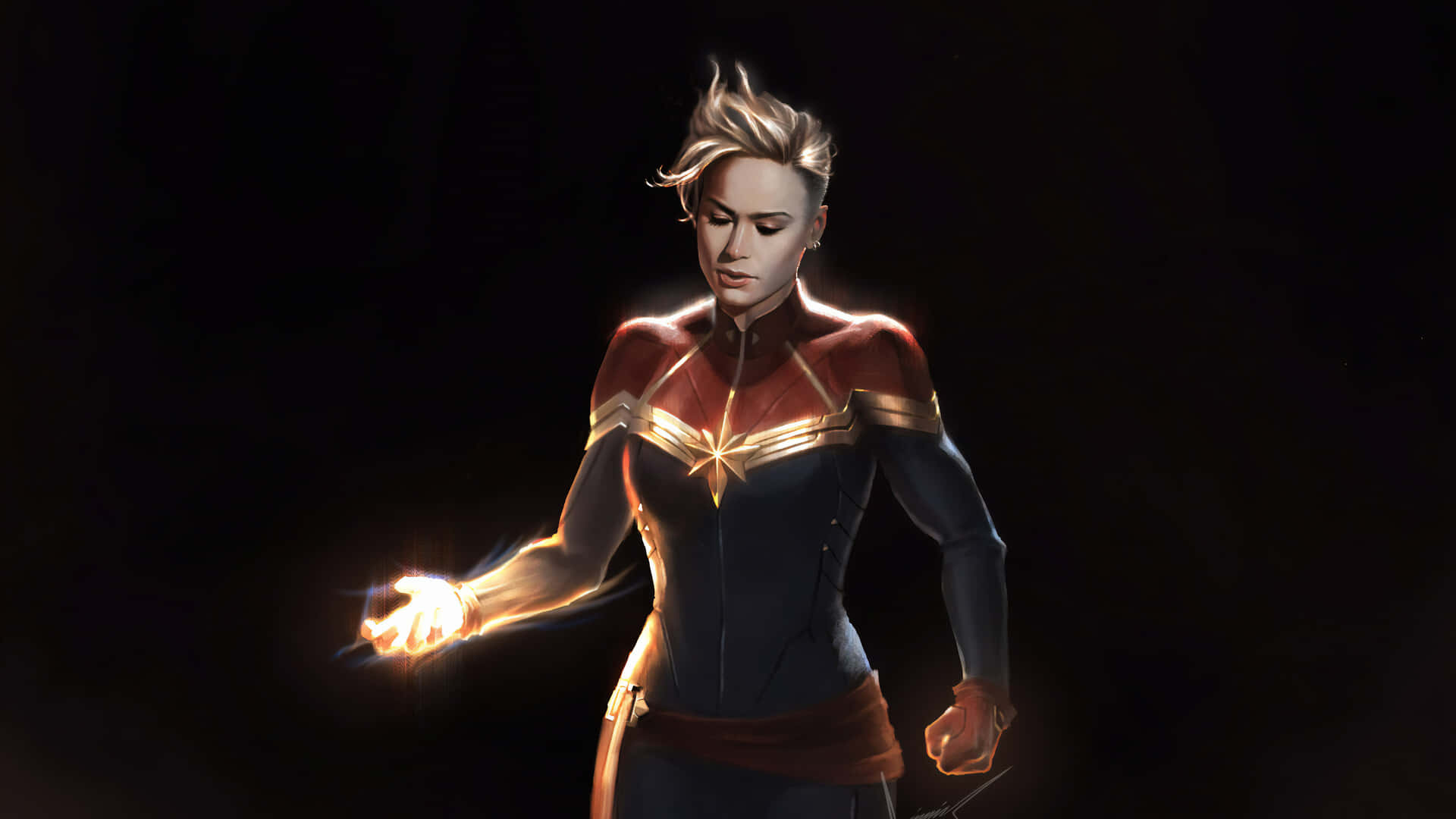 Captain Marvel Packs A Punch Background