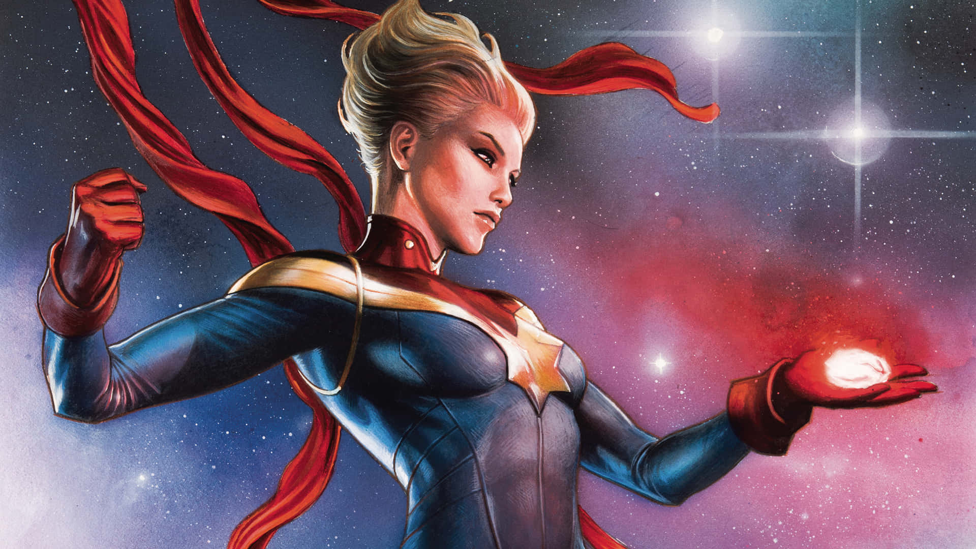 Captain Marvel Power Display Background