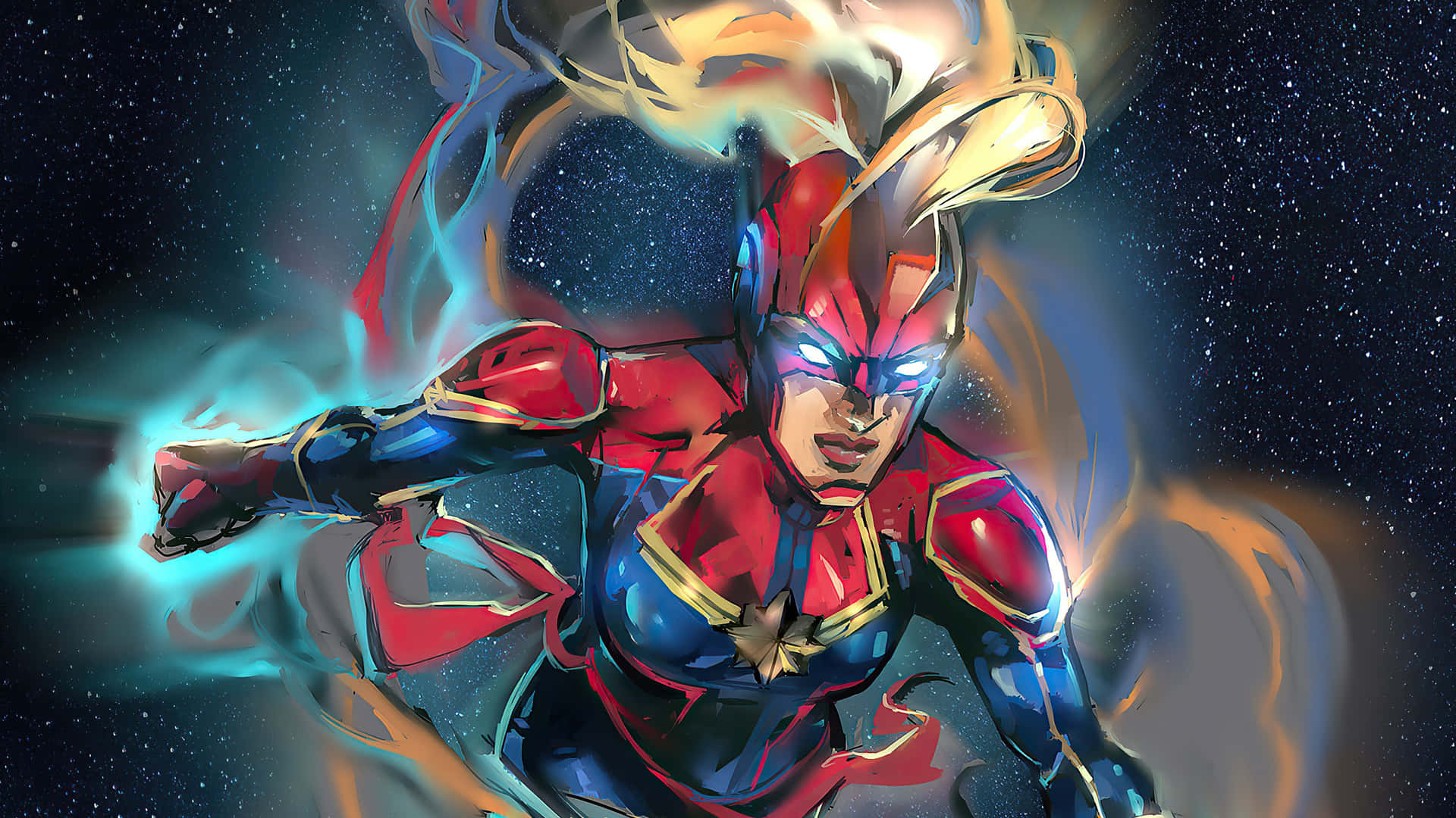 Captain Marvel Power Flight Space Background