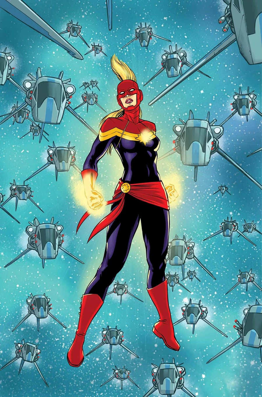 Captain Marvel Power Stance Space Battle Background