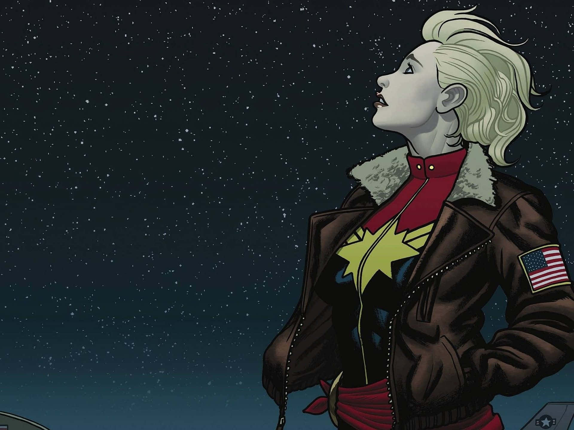 Captain Marvel Starry Sky Gaze Background