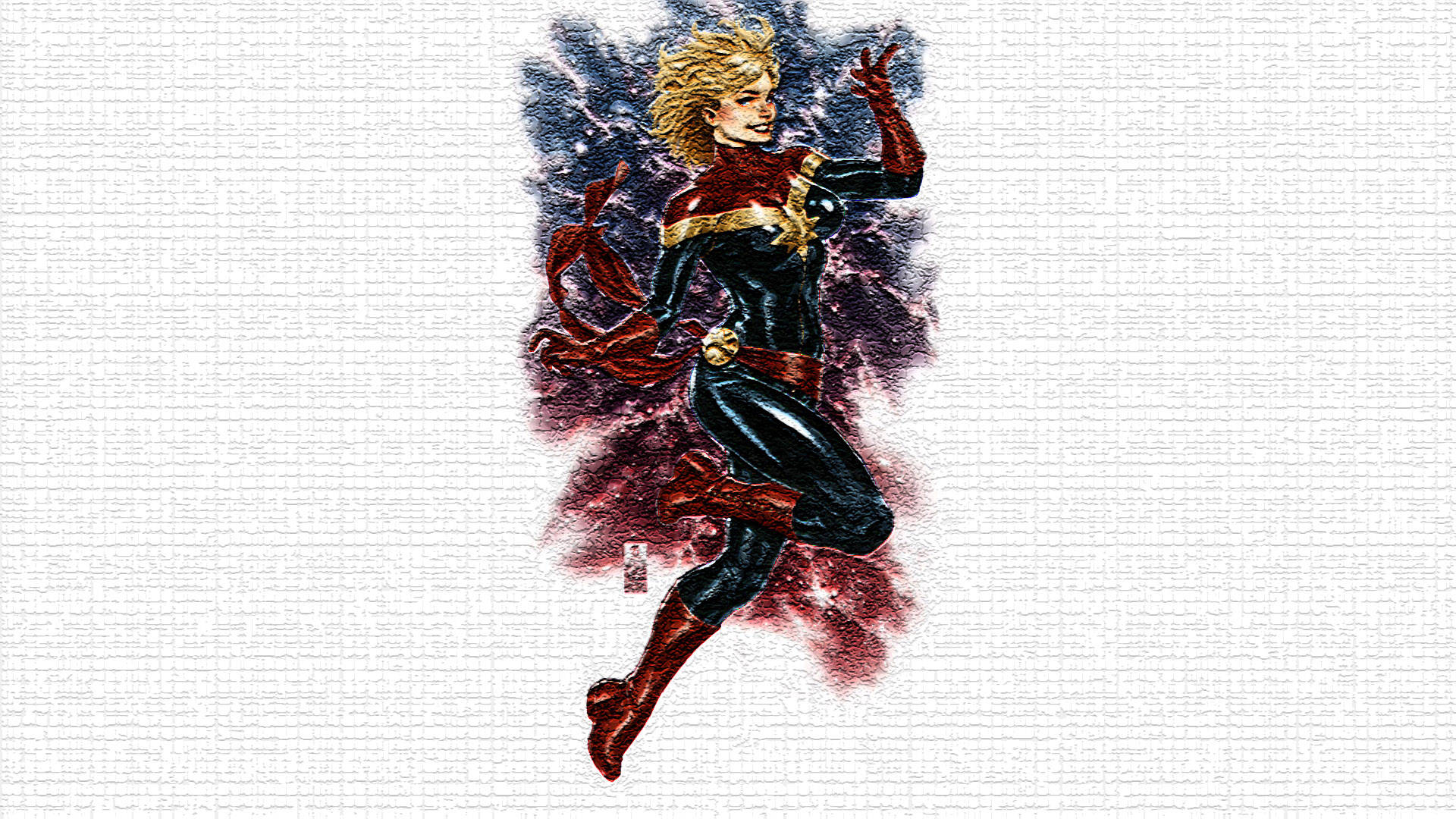 Captain Marvel Taking Charge At Her Computer Background