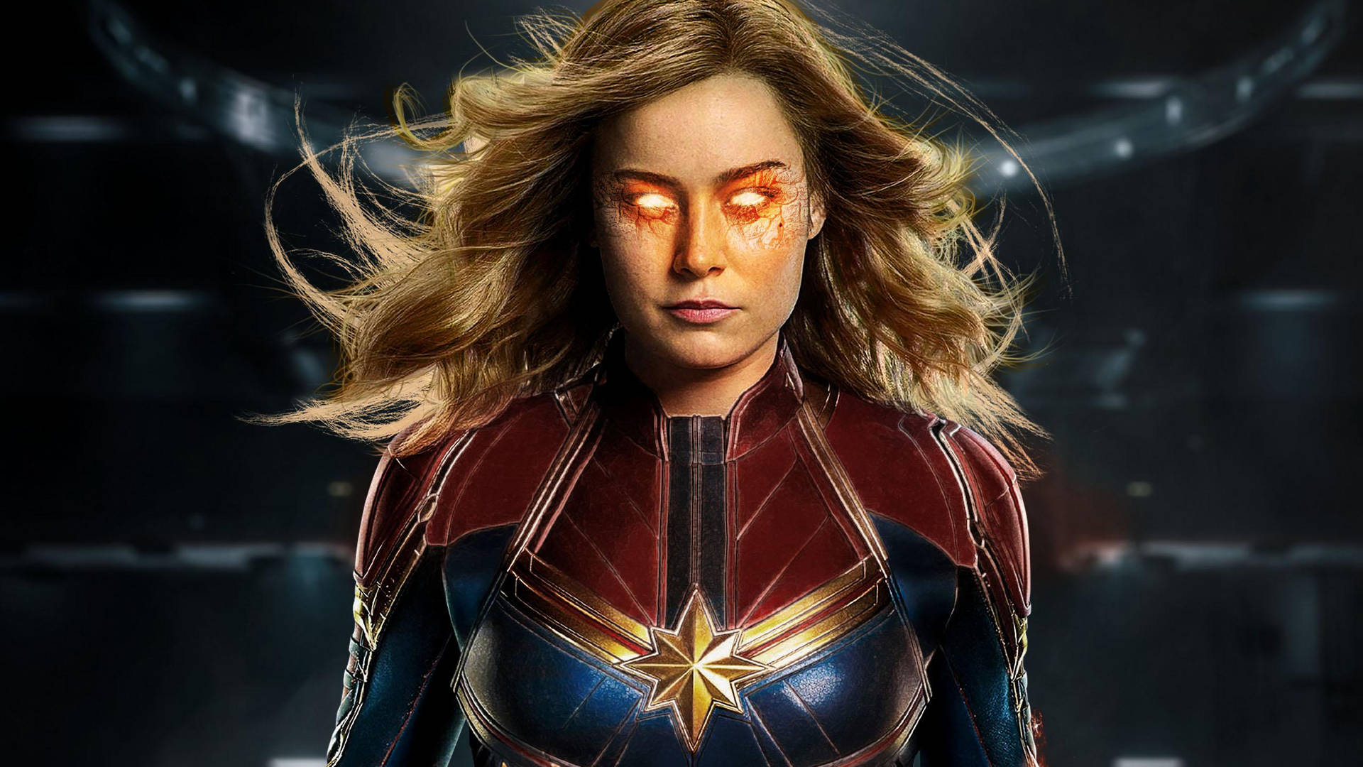 Captain Marvel Uses High-tech Computer Background