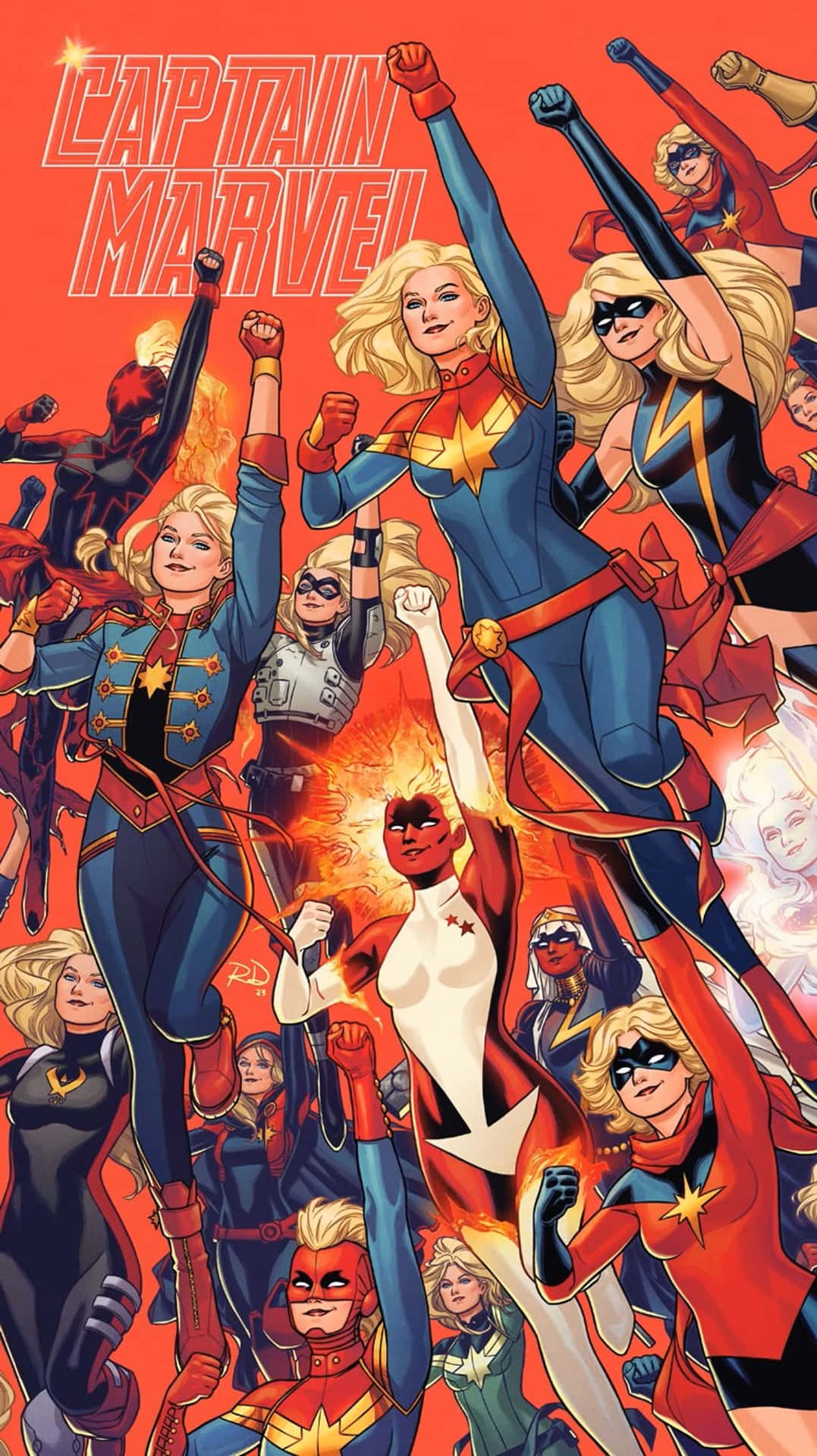 Captain Marvel Variants Cover Art Background