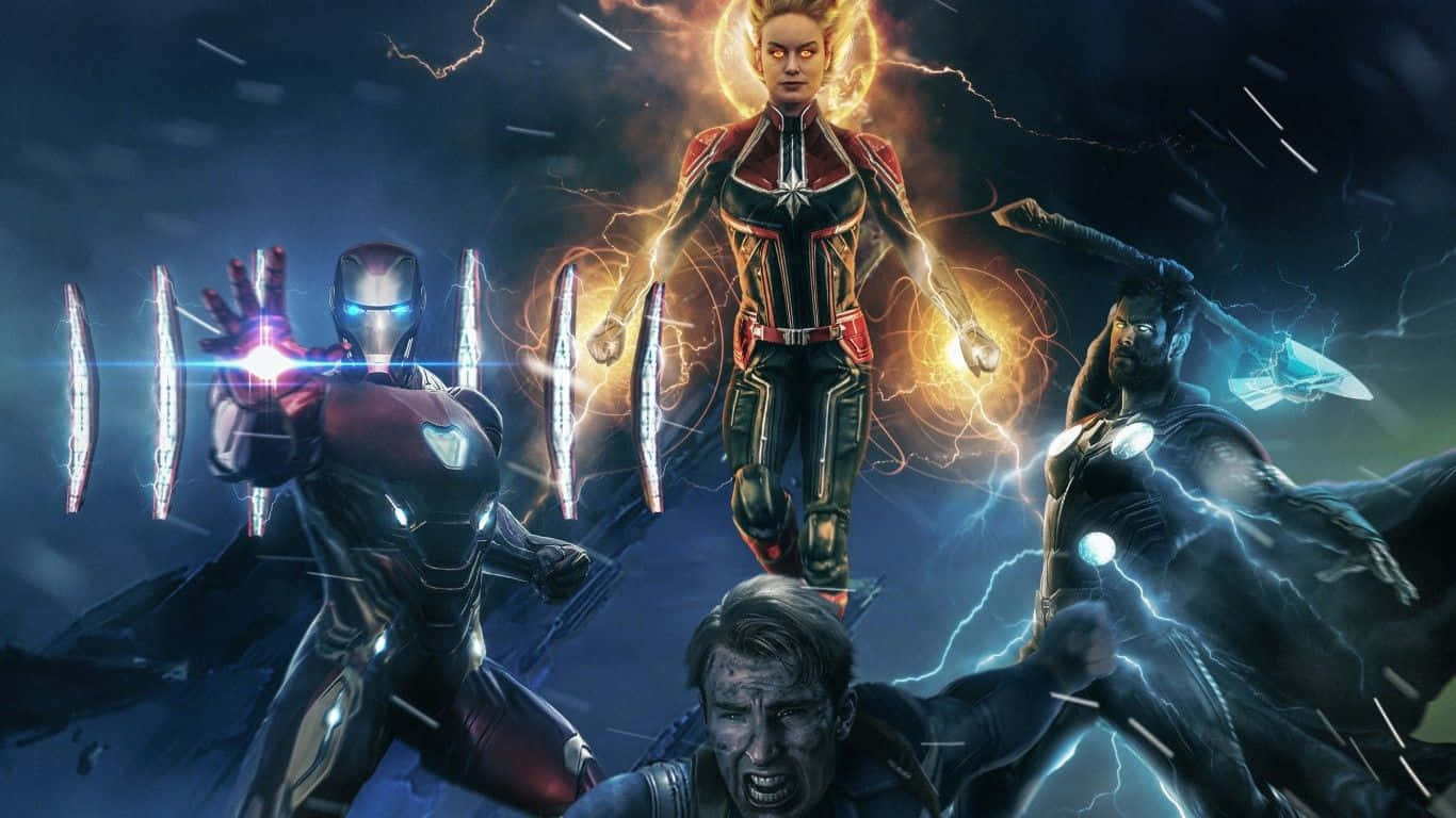 Captain Marveland Avengersin Action Background
