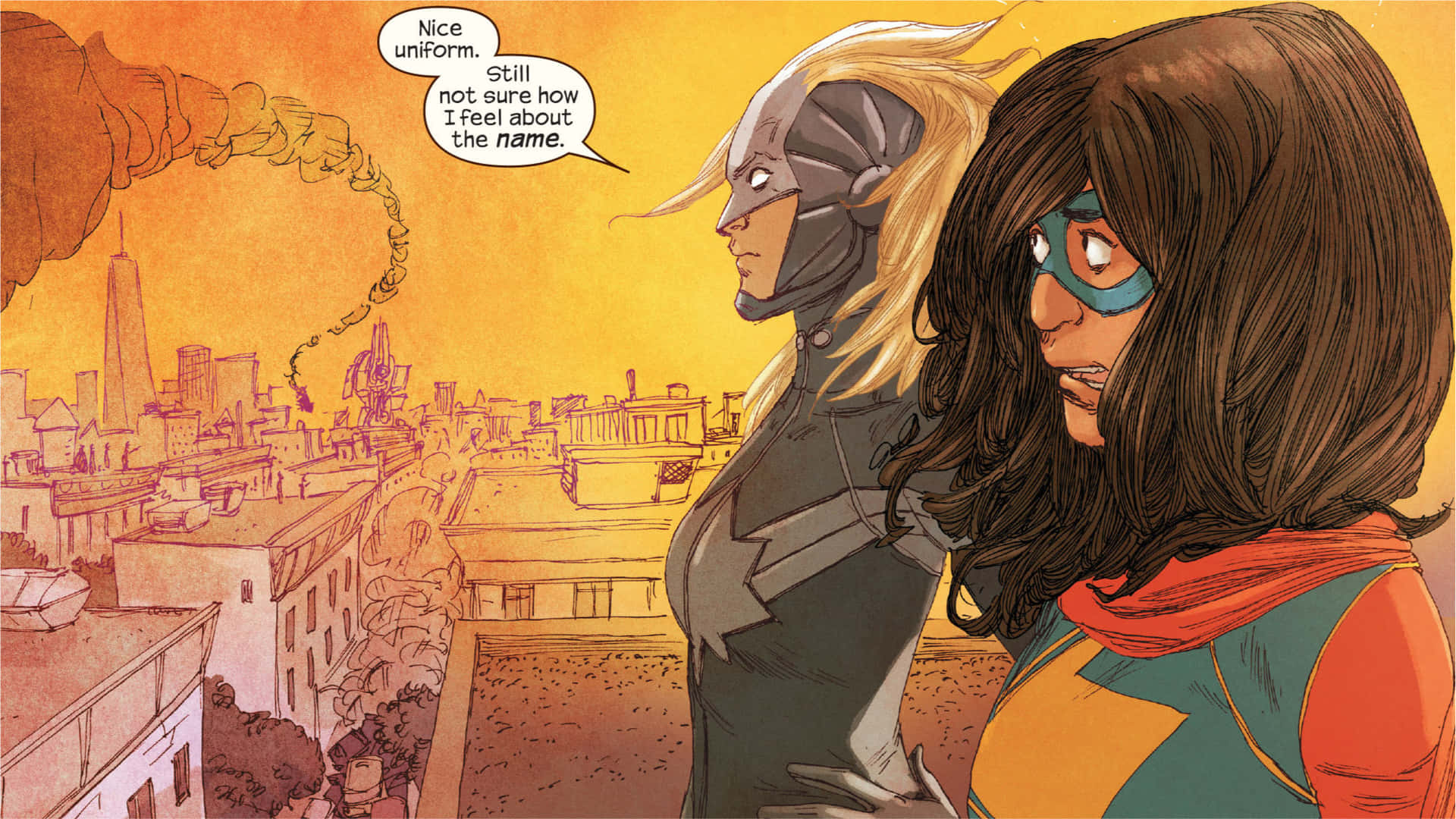 Captain Marveland Ms Marvel Comic Dialogue Background