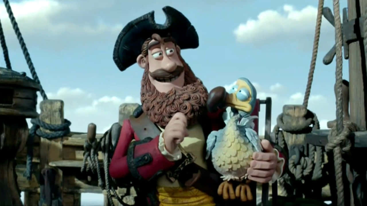 Captain With Bird In The Pirates Band Of Misfits Background
