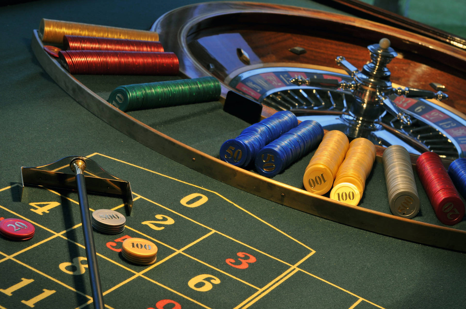 Caption: A Close-up View Of A Spinning Roulette Wheel Background