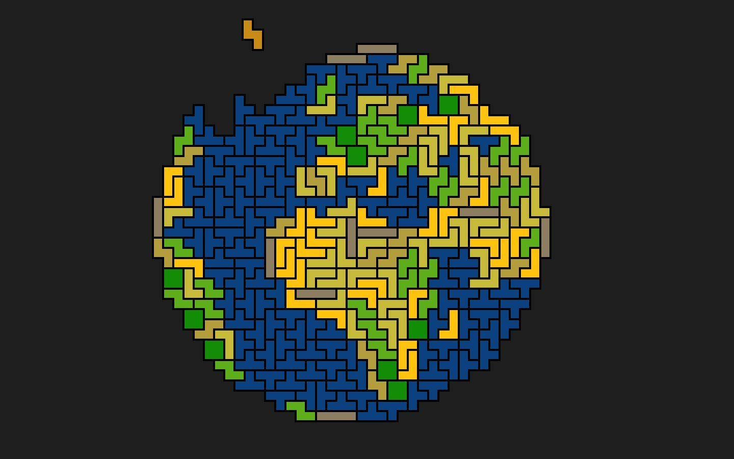 Caption: A Colorful Globe Constructed From Tetris Blocks