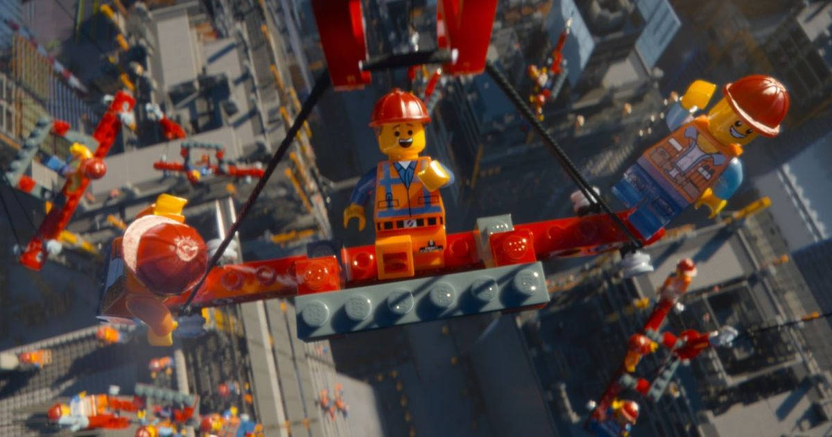 Caption: A Delightful Still From 'the Lego Movie' Construction Scene Background