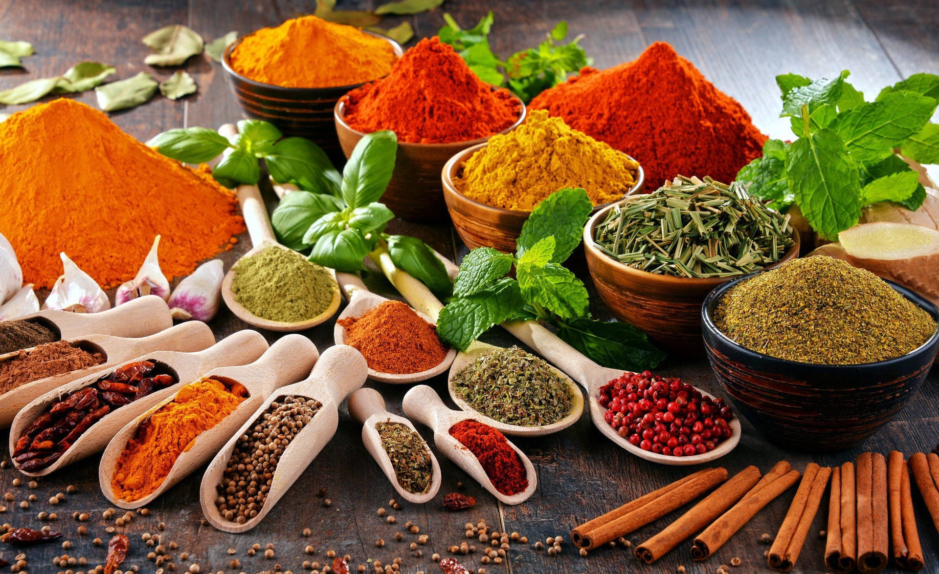 Caption: A Rainbow Of Spices And Herbs