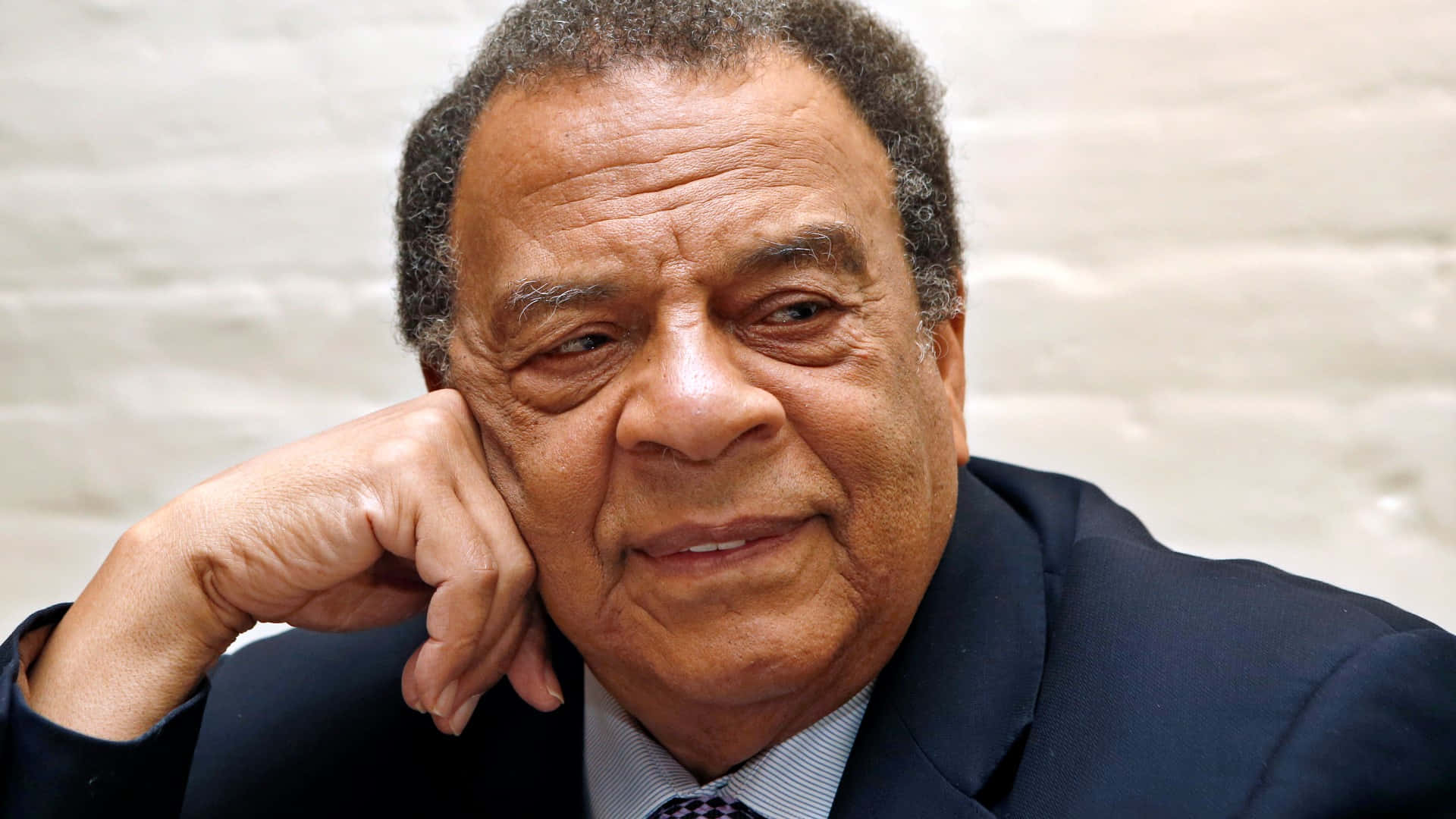 Caption: A Smiling Andrew Young Background