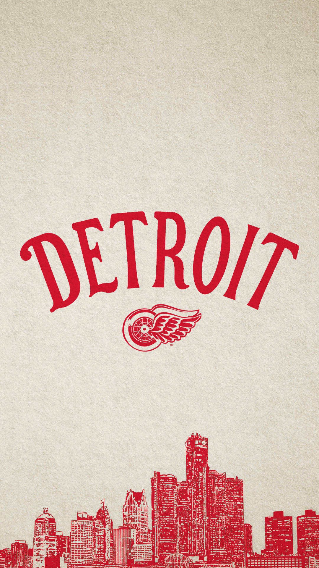 Caption: A Vibrant Cityscape Infused With Detroit Red Wings Spirit Background