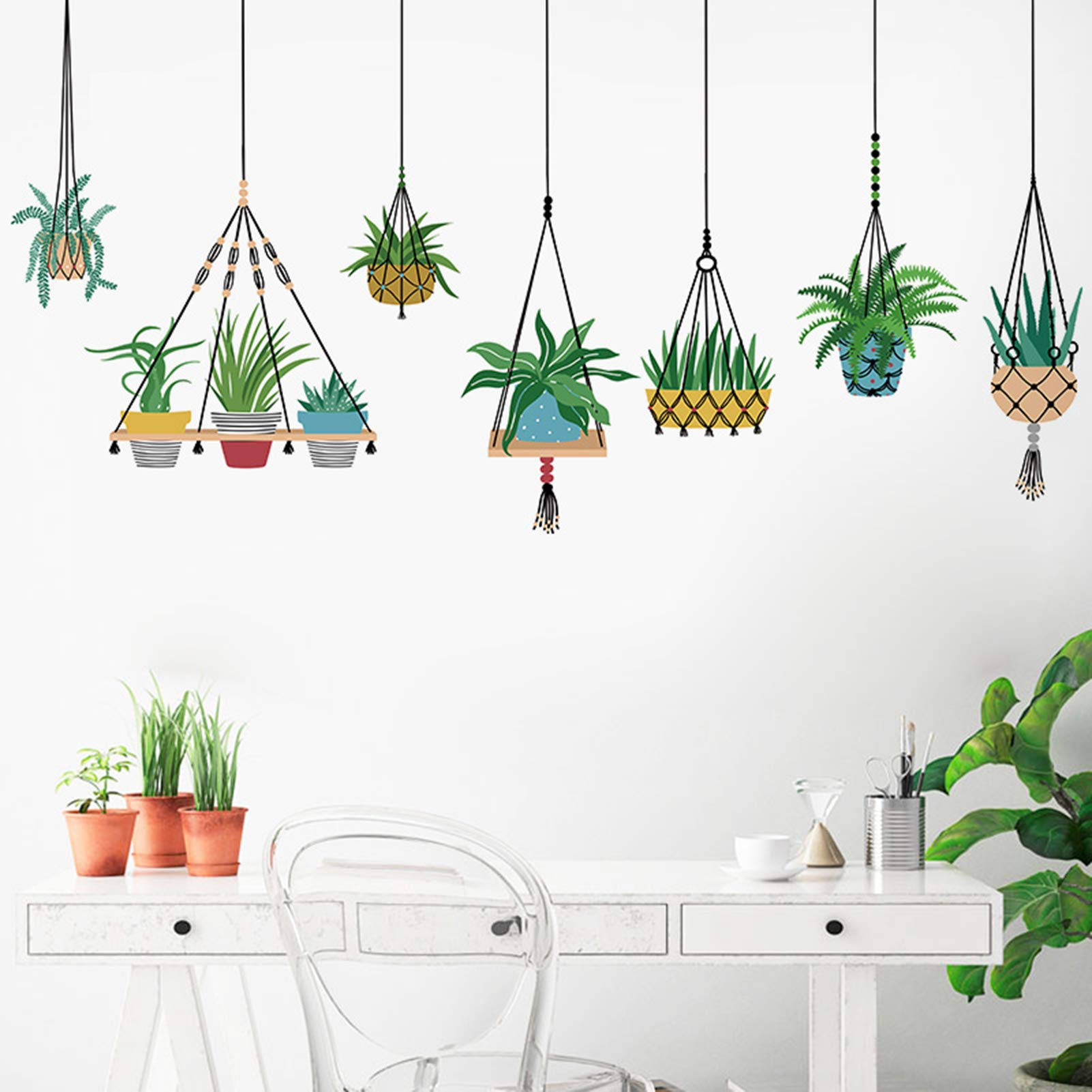 Caption: A Vivid Collection Of Indoor Hanging Plants In Stylish Pots Background