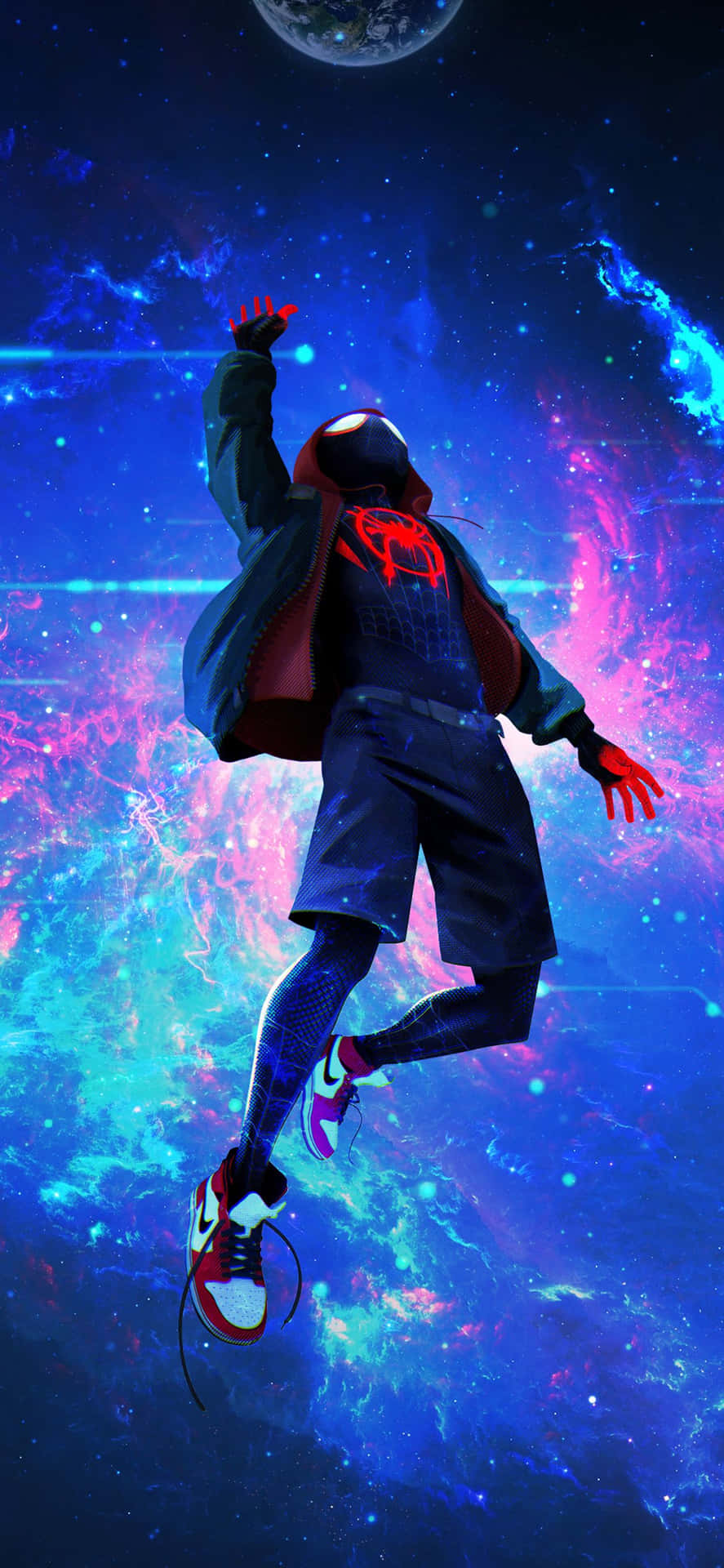 Caption: Action-packed Artwork Of Miles Morales For Iphone Background