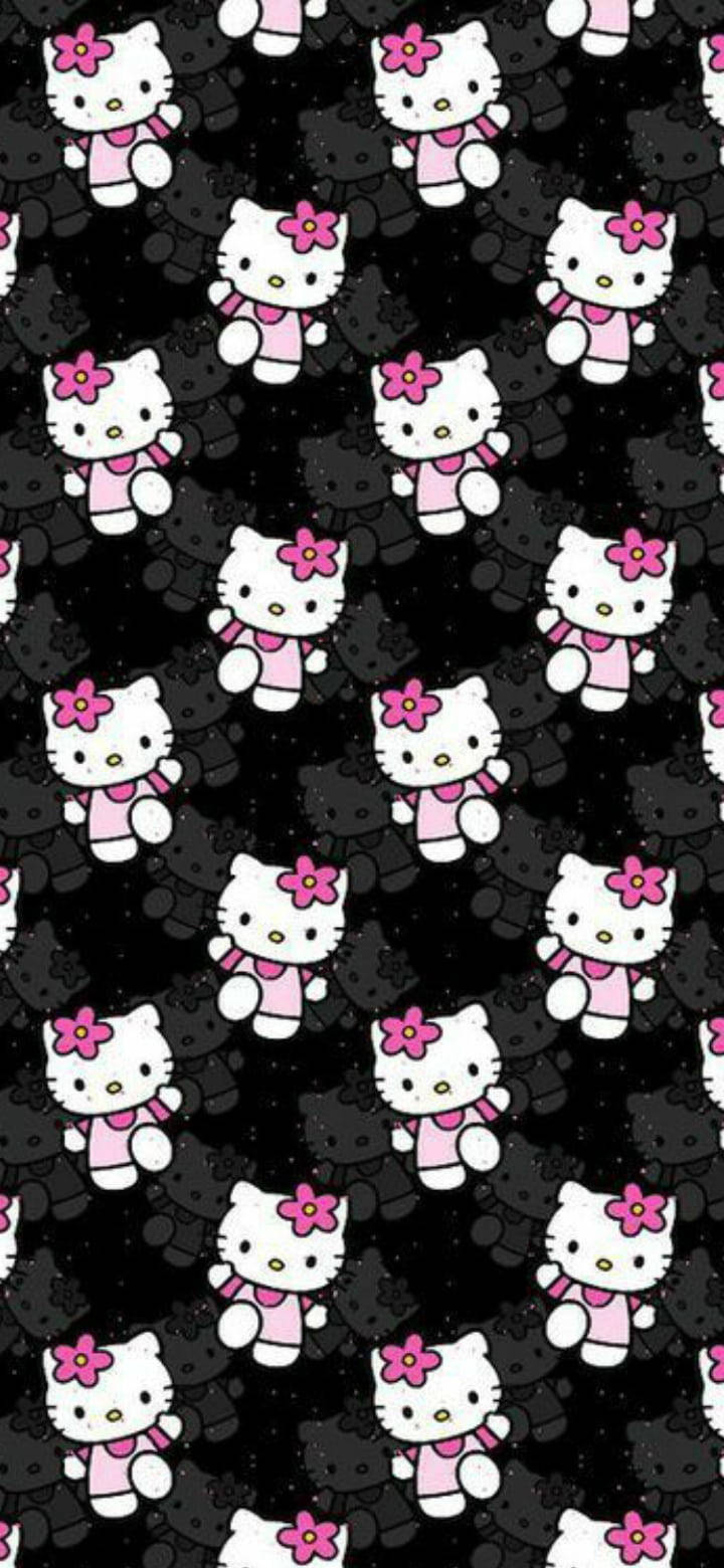 Caption: Adorable Black Hello Kitty Design Background