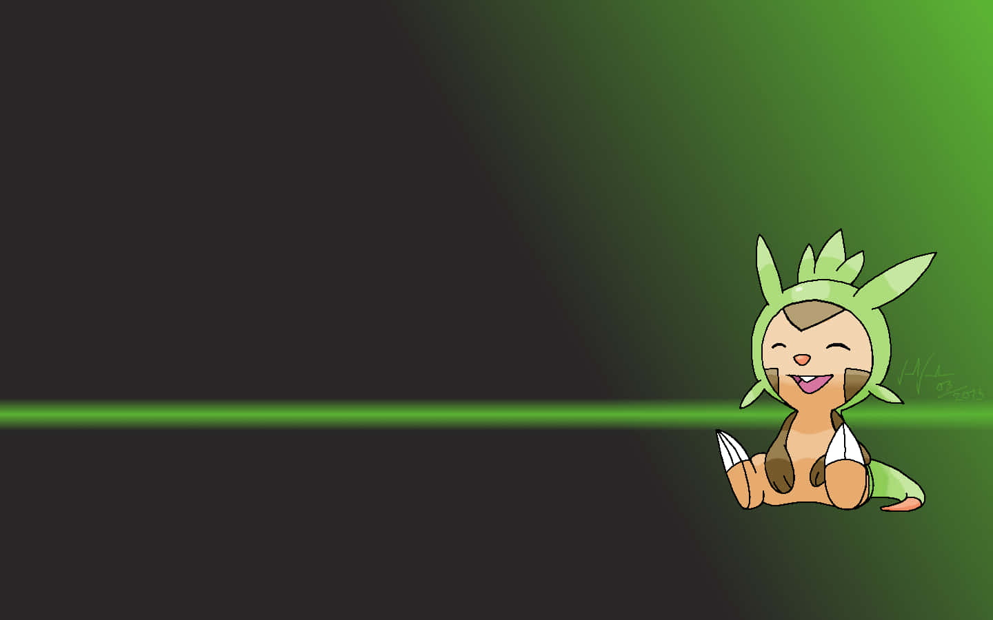 Caption: Adorable Chespin Smiling With Eyes Closed Background