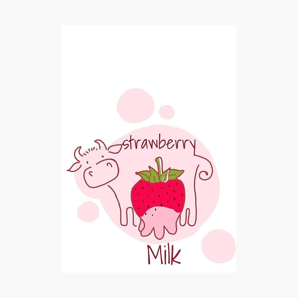 Caption: Adorable Kawaii Strawberry Cow Wallpaper Background