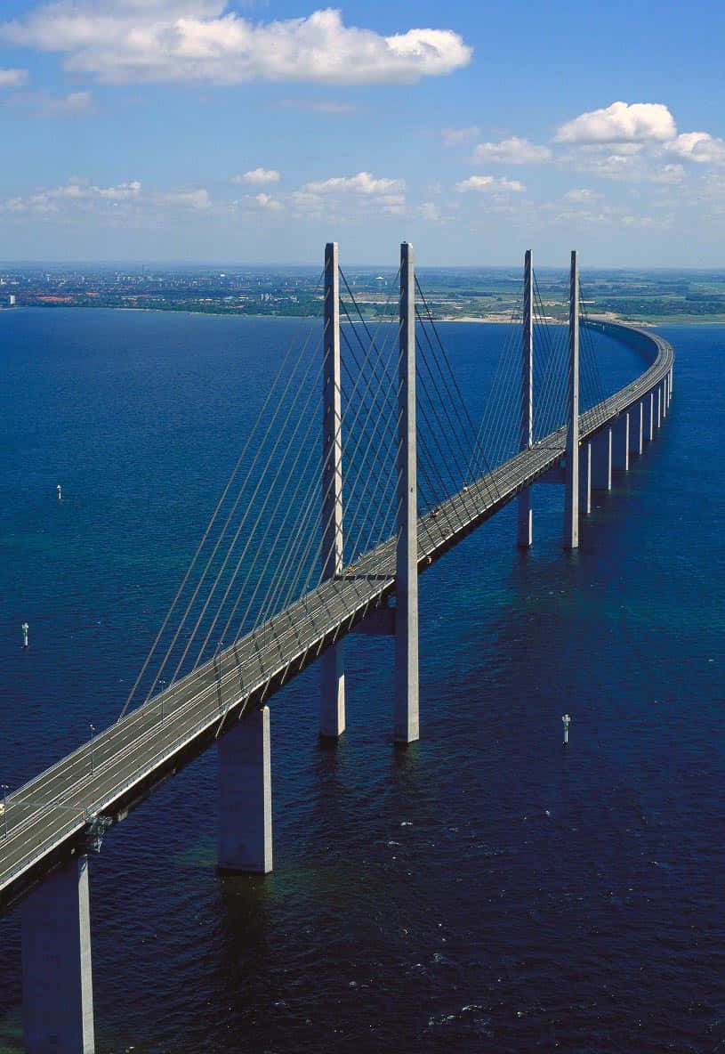 Caption: Aerial View Of The Oresund Bridge Background