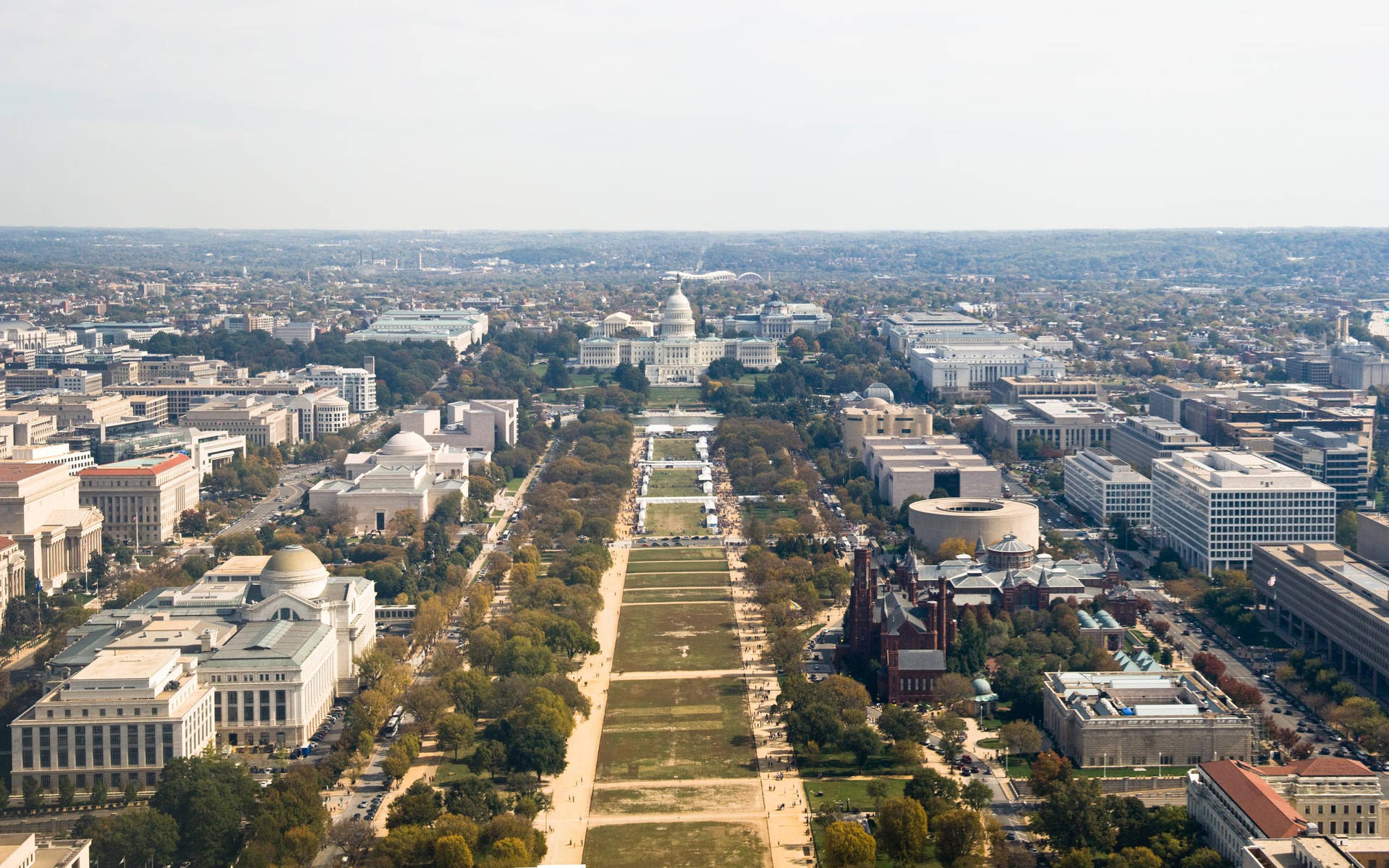 Caption: Aerial View Of Washington National Mall Background