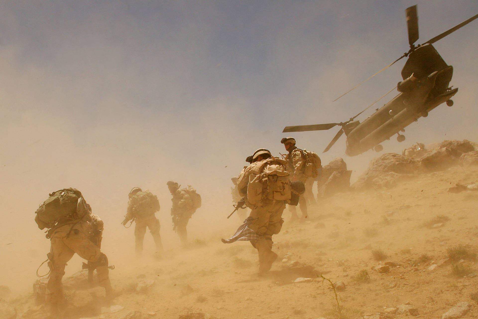 Caption: Afghanistan Military Forces In A Desert Storm Background
