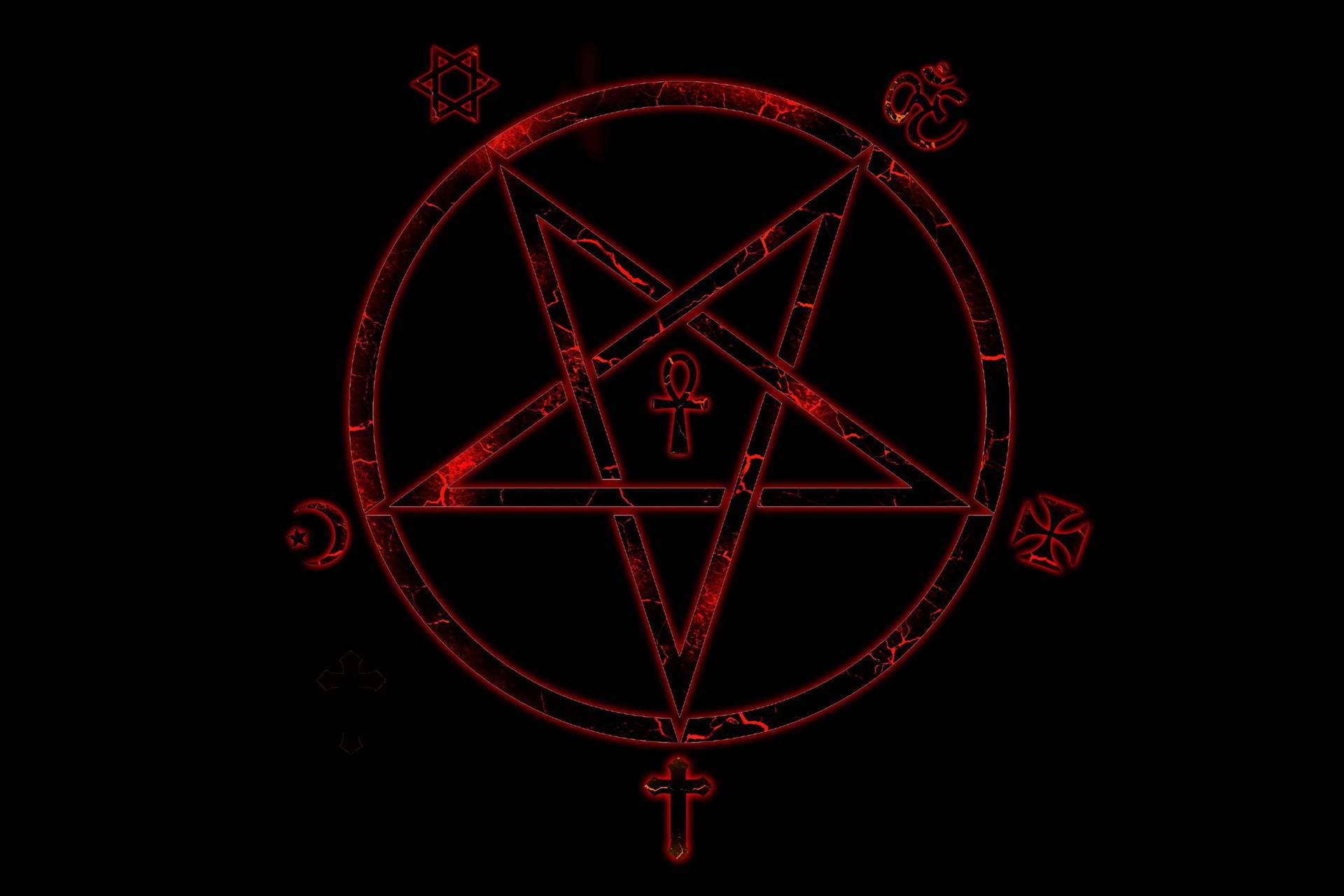 Caption: Ankh Cross Encapsulated Within A Pentagram