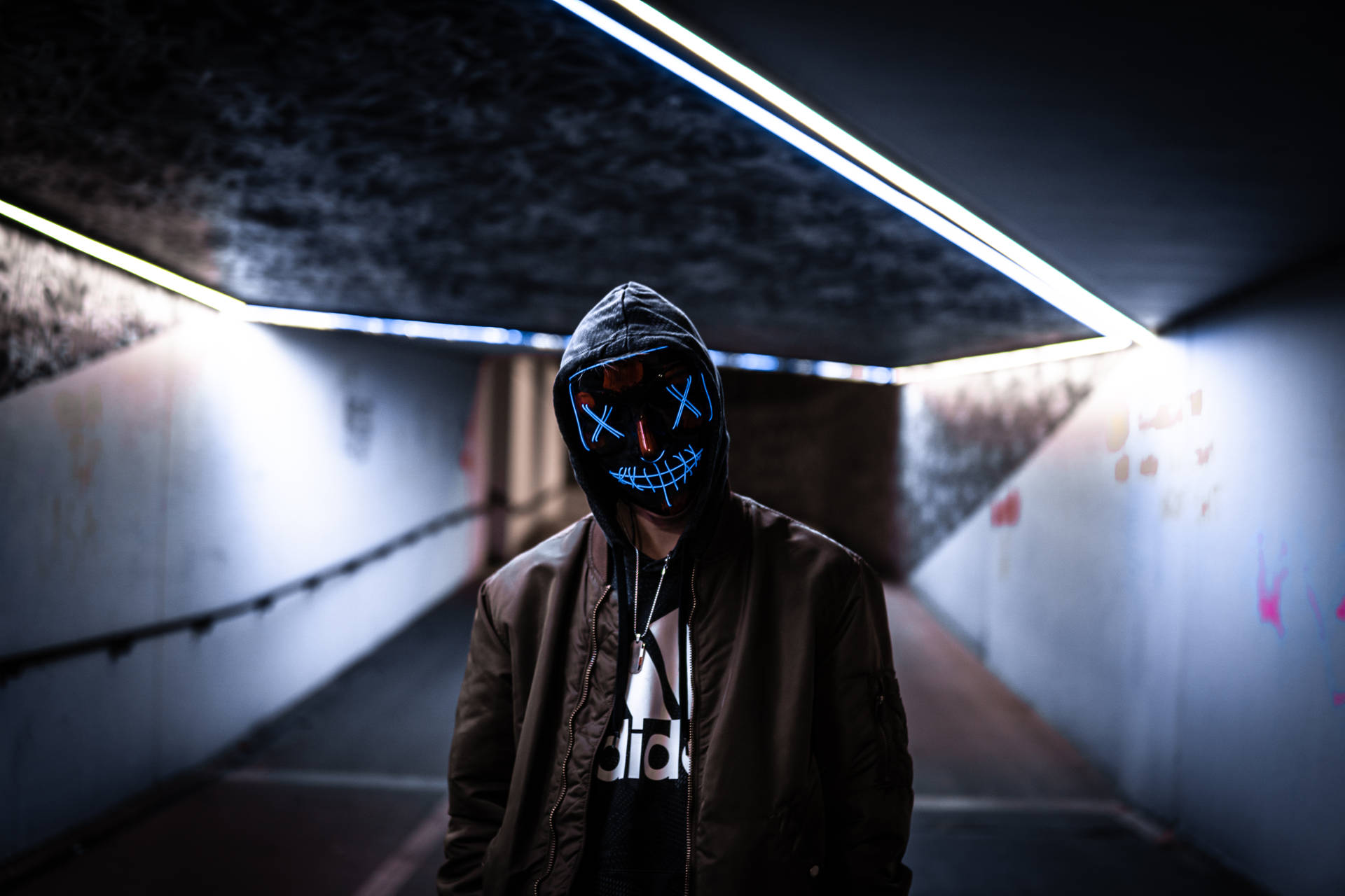 Caption: Anonymous Mask During The Annual Purge Background