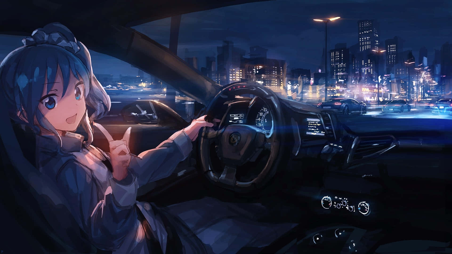 Caption: Aoi Kiriya Traversing Through The Vibrant Neon-lit City At Night.