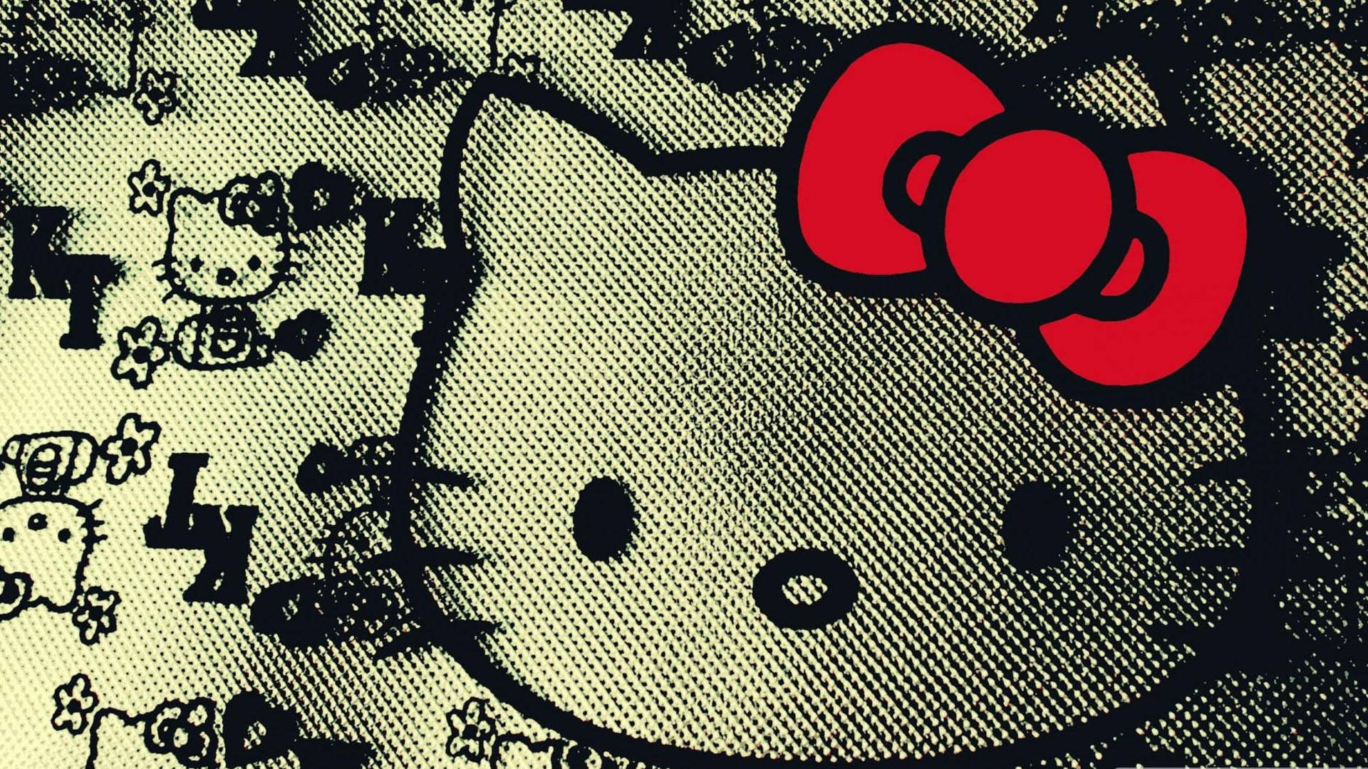 Caption: Artistic Black Hello Kitty Wallpaper Background