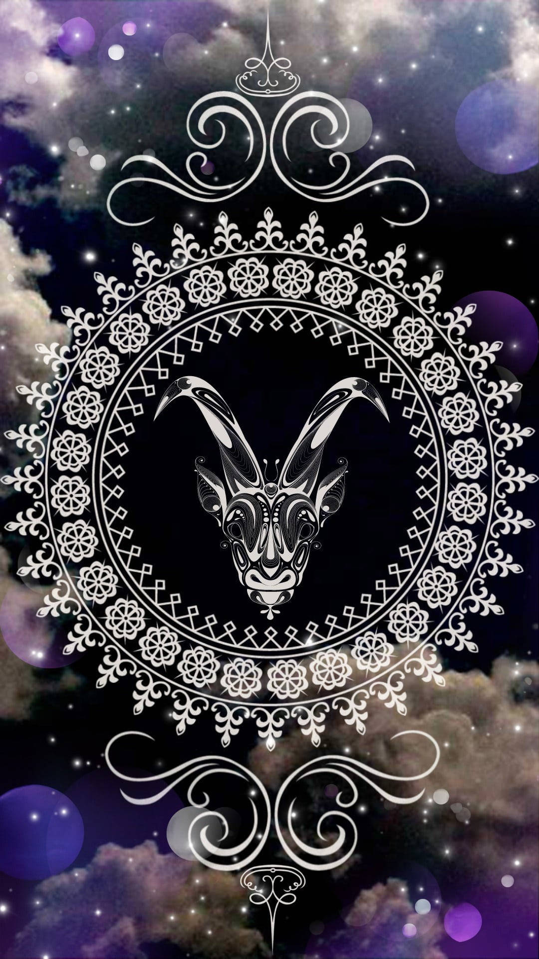 Caption: Artistic Capricorn Zodiac Mandala Design Background