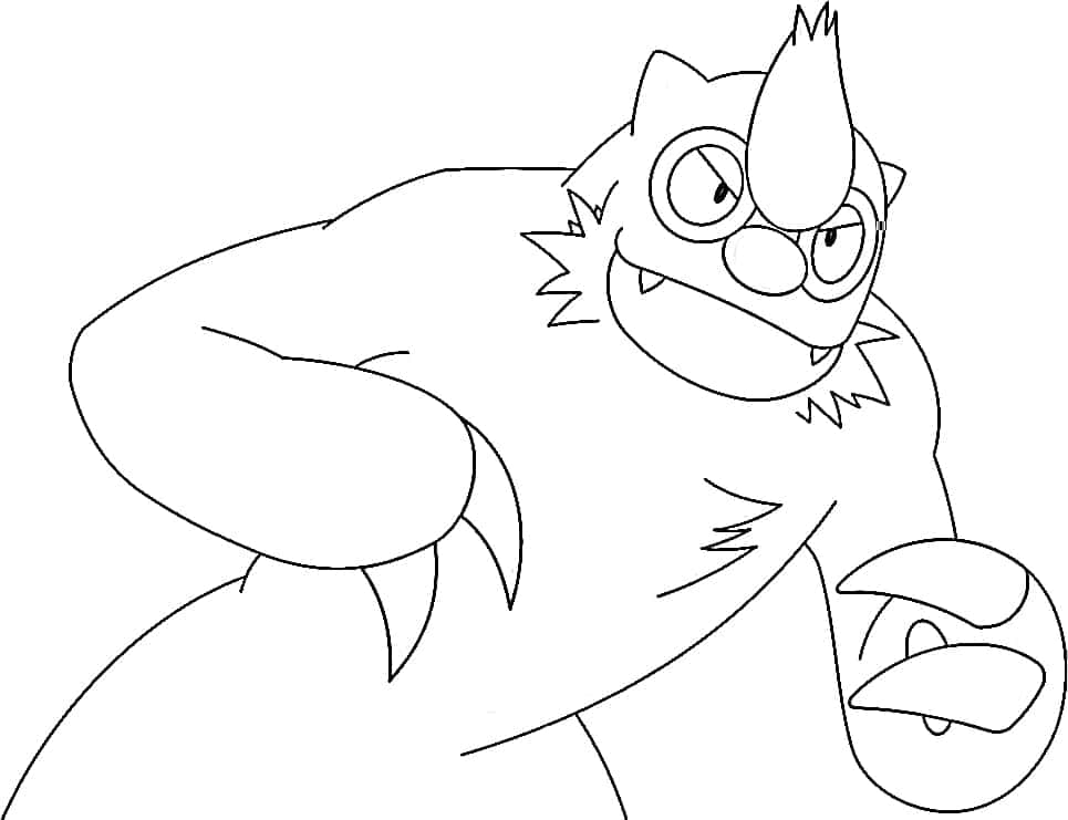 Caption: Artistic Outline Sketch Of Vigoroth In Action Background