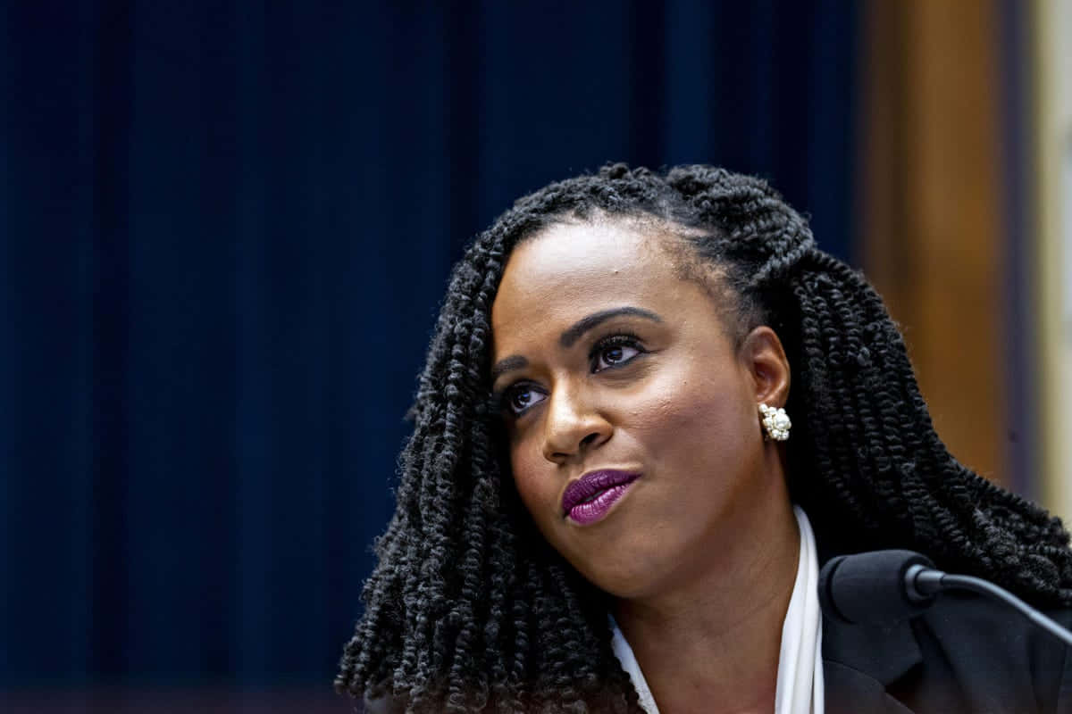 Caption: Ayanna Pressley With Her Long Hair Style Background