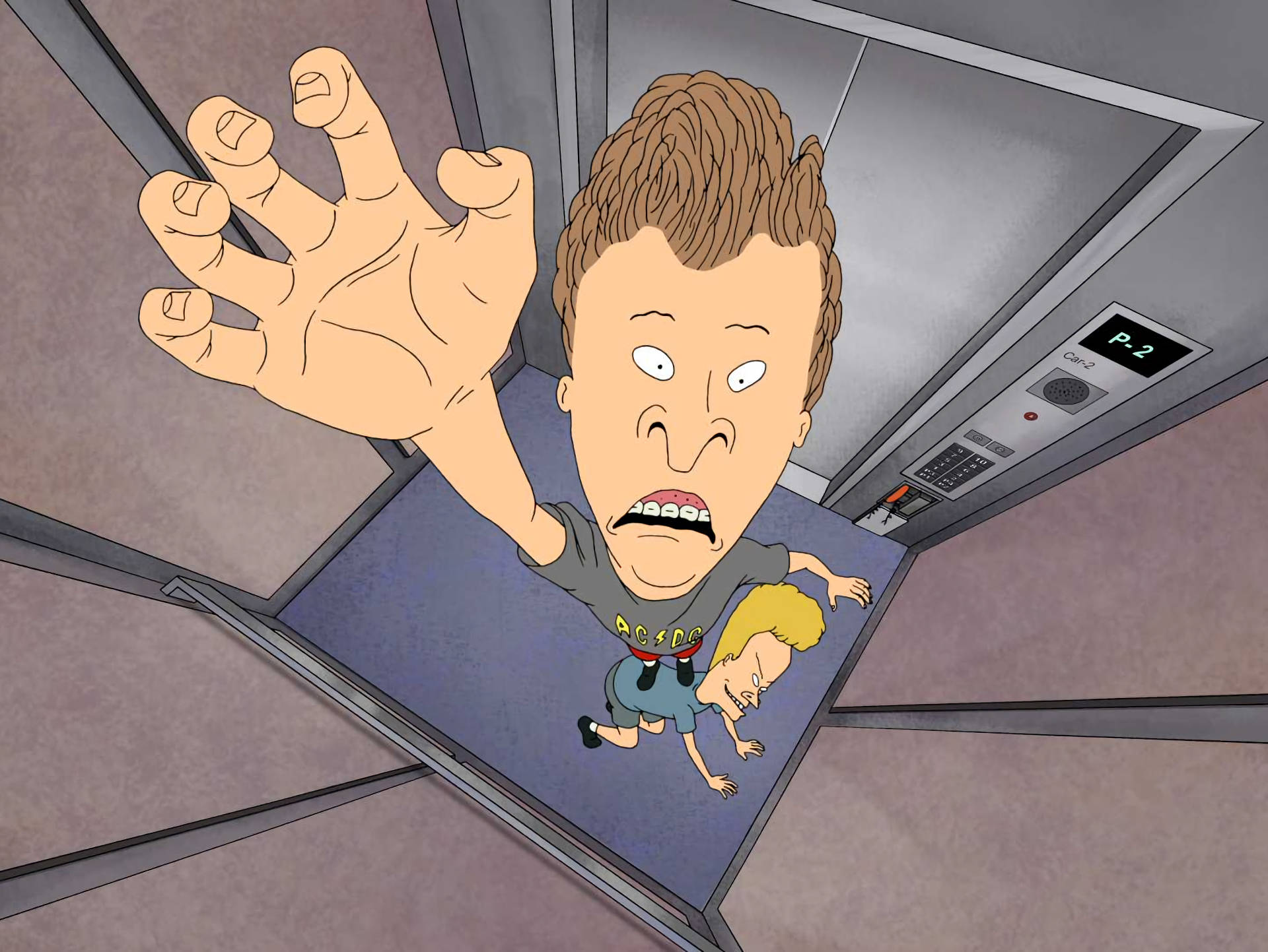 Caption: Beavis And Butt-head Riding In An Elevator